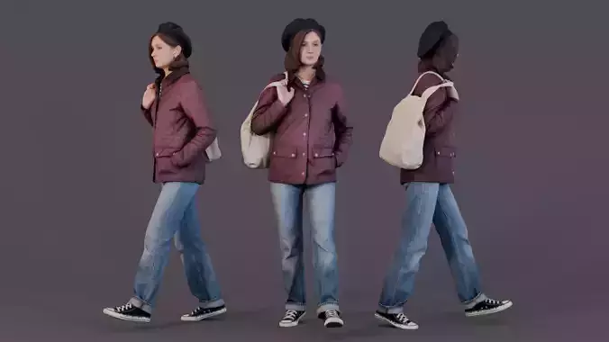 Autumn Walker - Girl in a Quilted Jacket