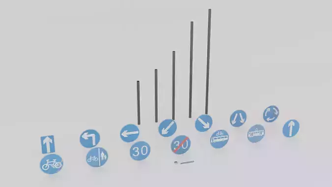 UK Traffic Signs - Positive Instruction Signs Low-poly 3D model