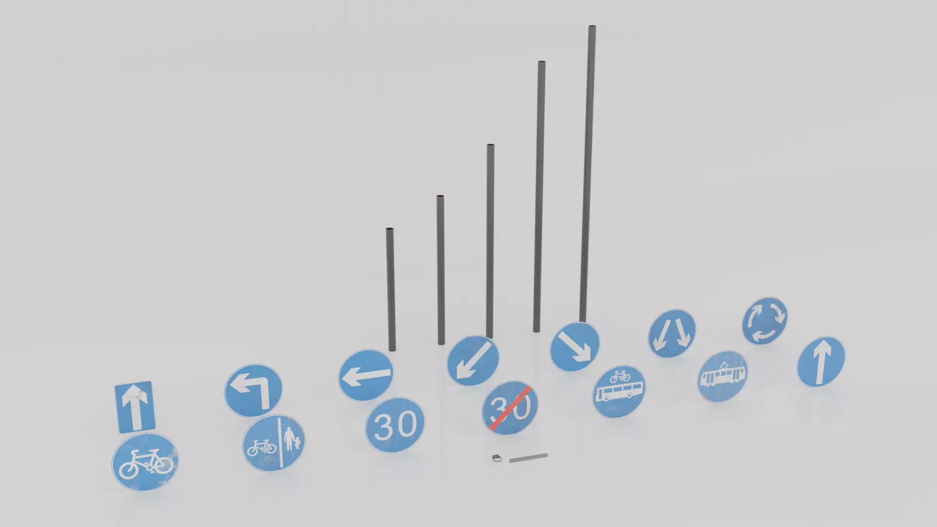 UK Traffic Signs - Positive Instruction Signs Low-poly 3D model_0