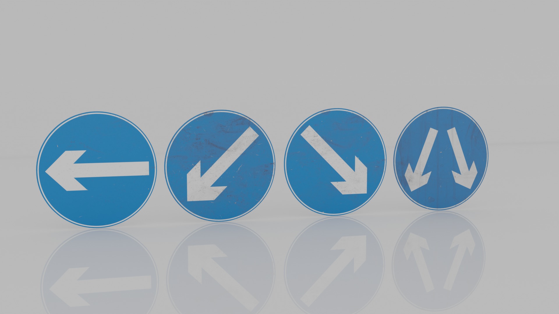 UK Traffic Signs - Positive Instruction Signs Low-poly 3D model_7