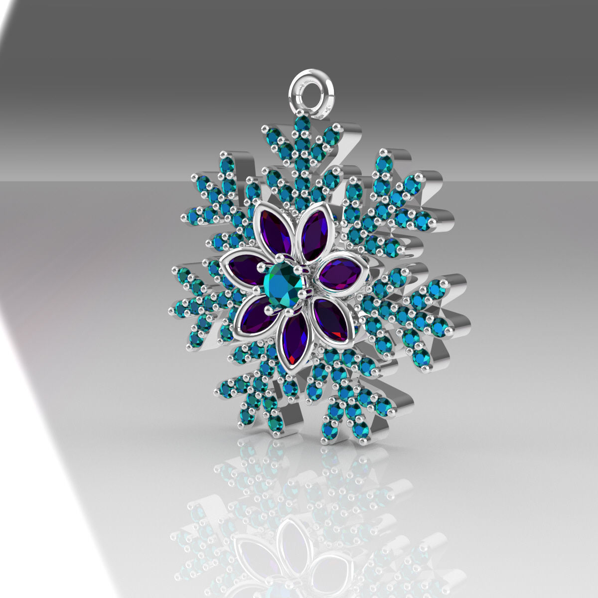 Snowflakes Pendant 3D print model_3