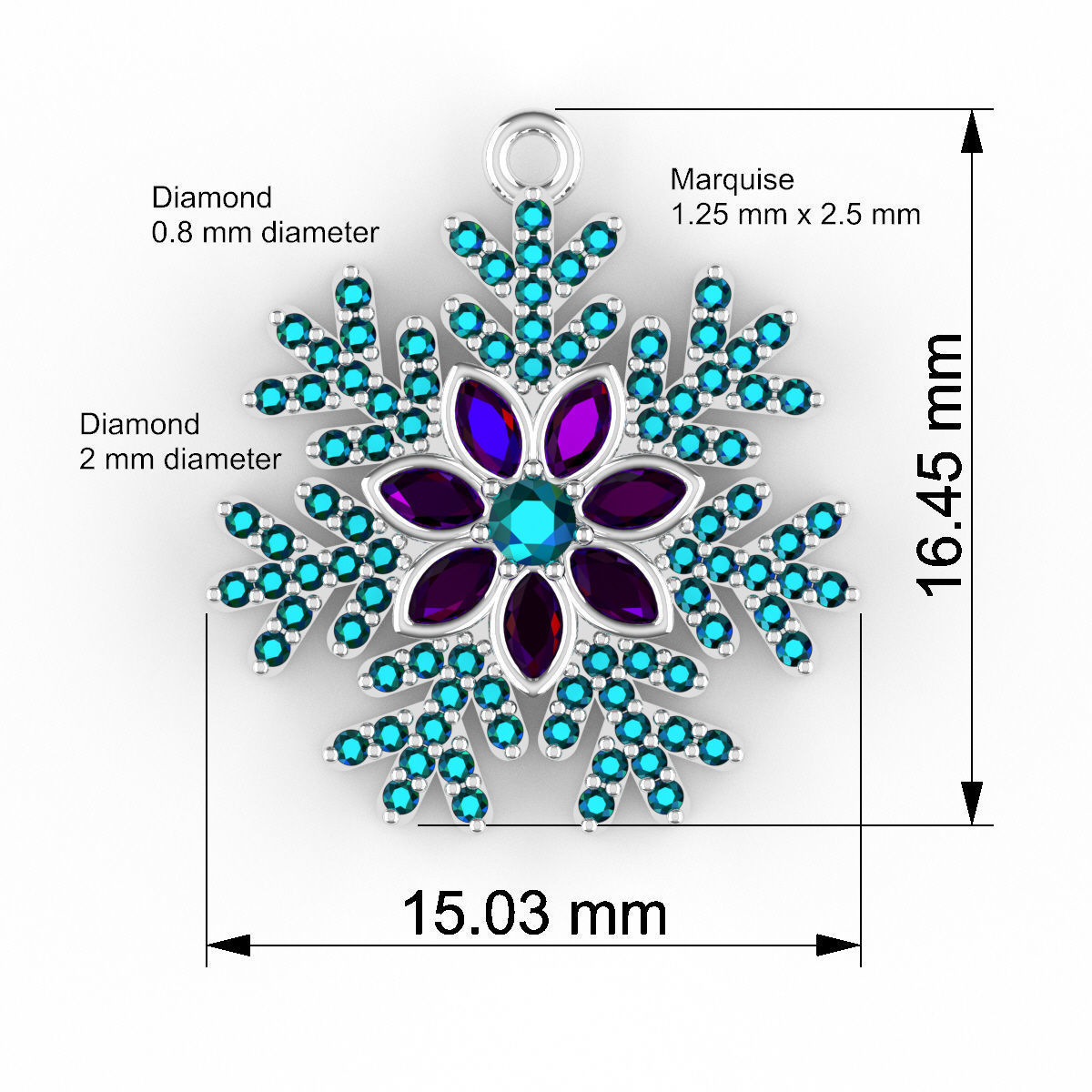 Snowflakes Pendant 3D print model_4