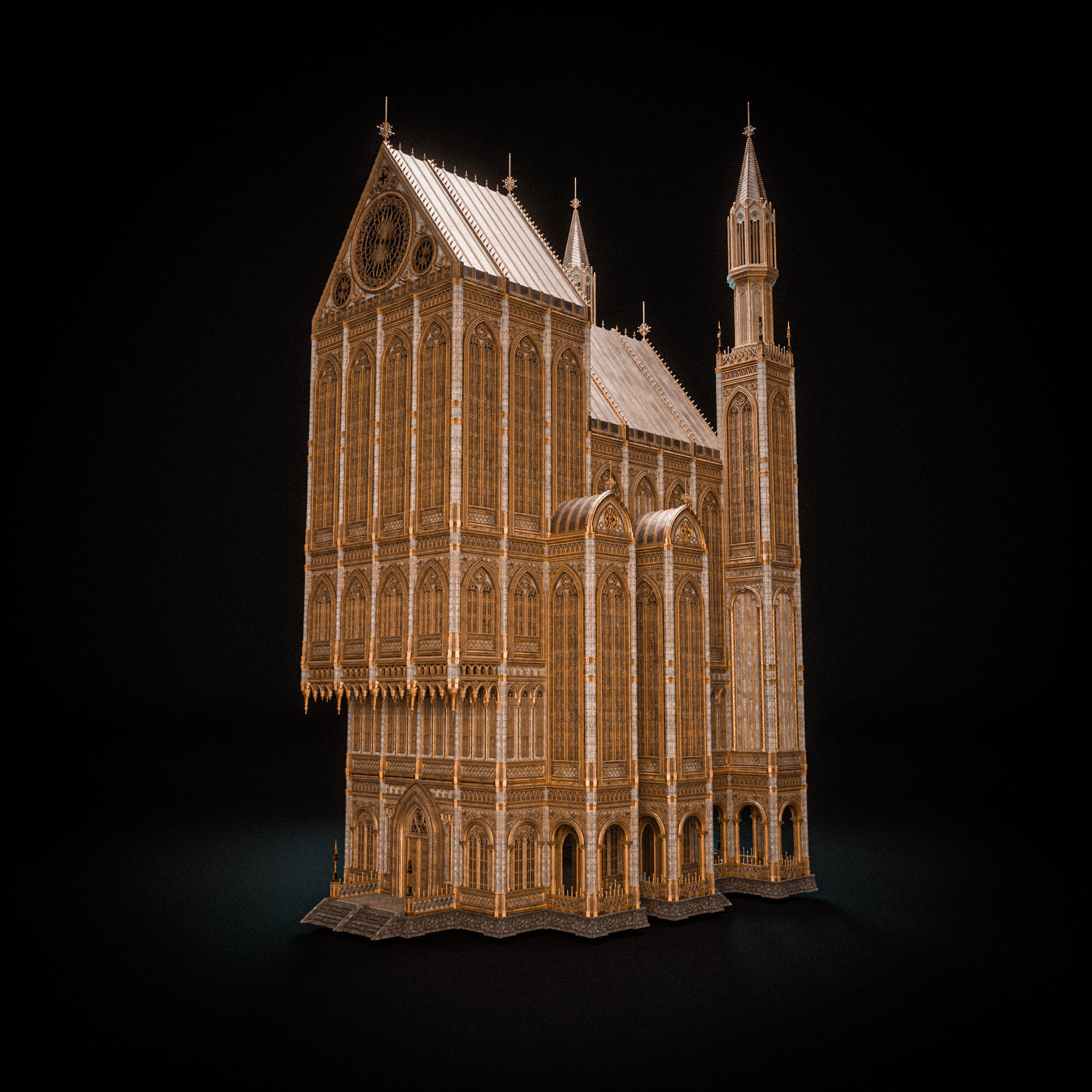 GOTHIC MODULAR BUILDING 7 Low-poly 3D model_6