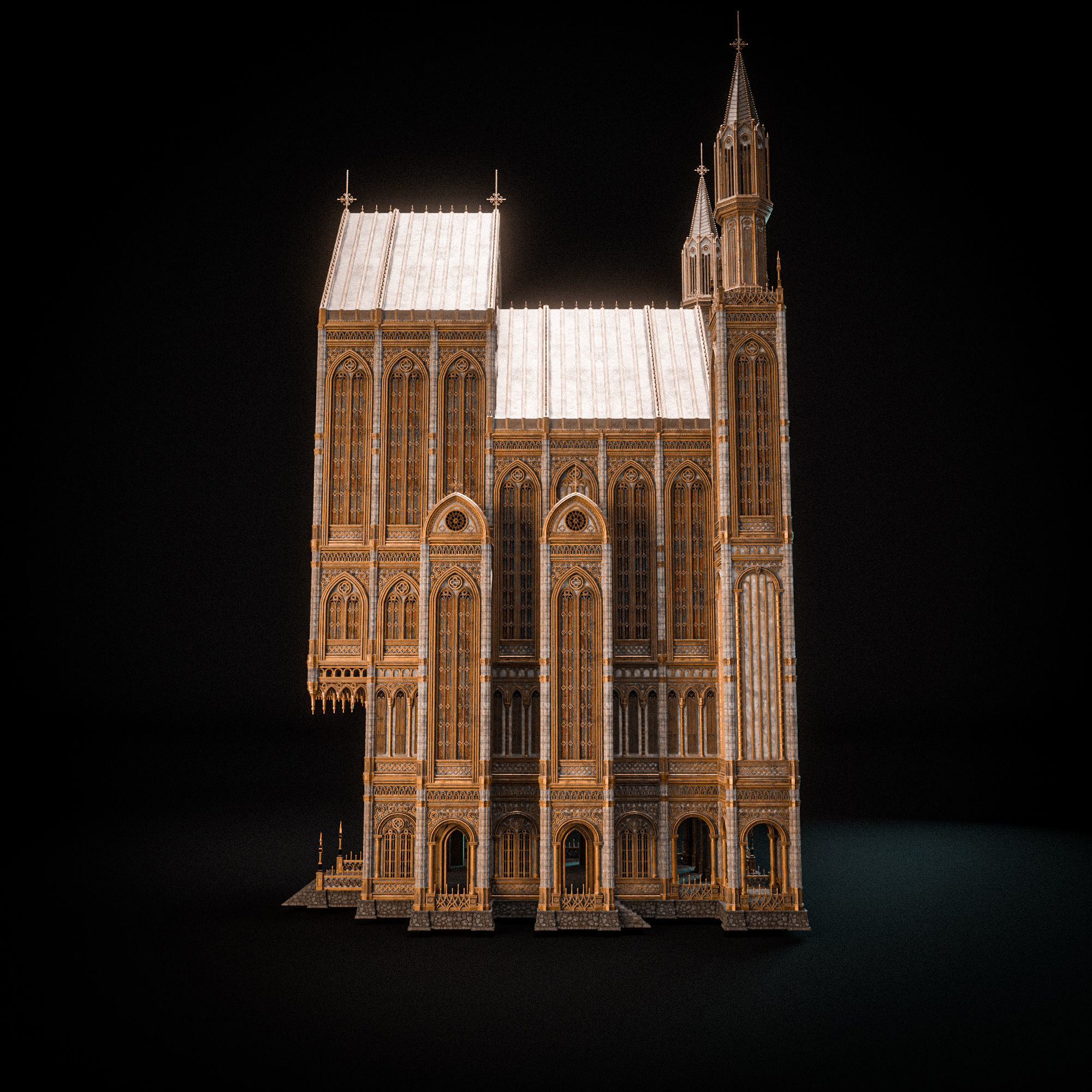 GOTHIC MODULAR BUILDING 7 Low-poly 3D model_7