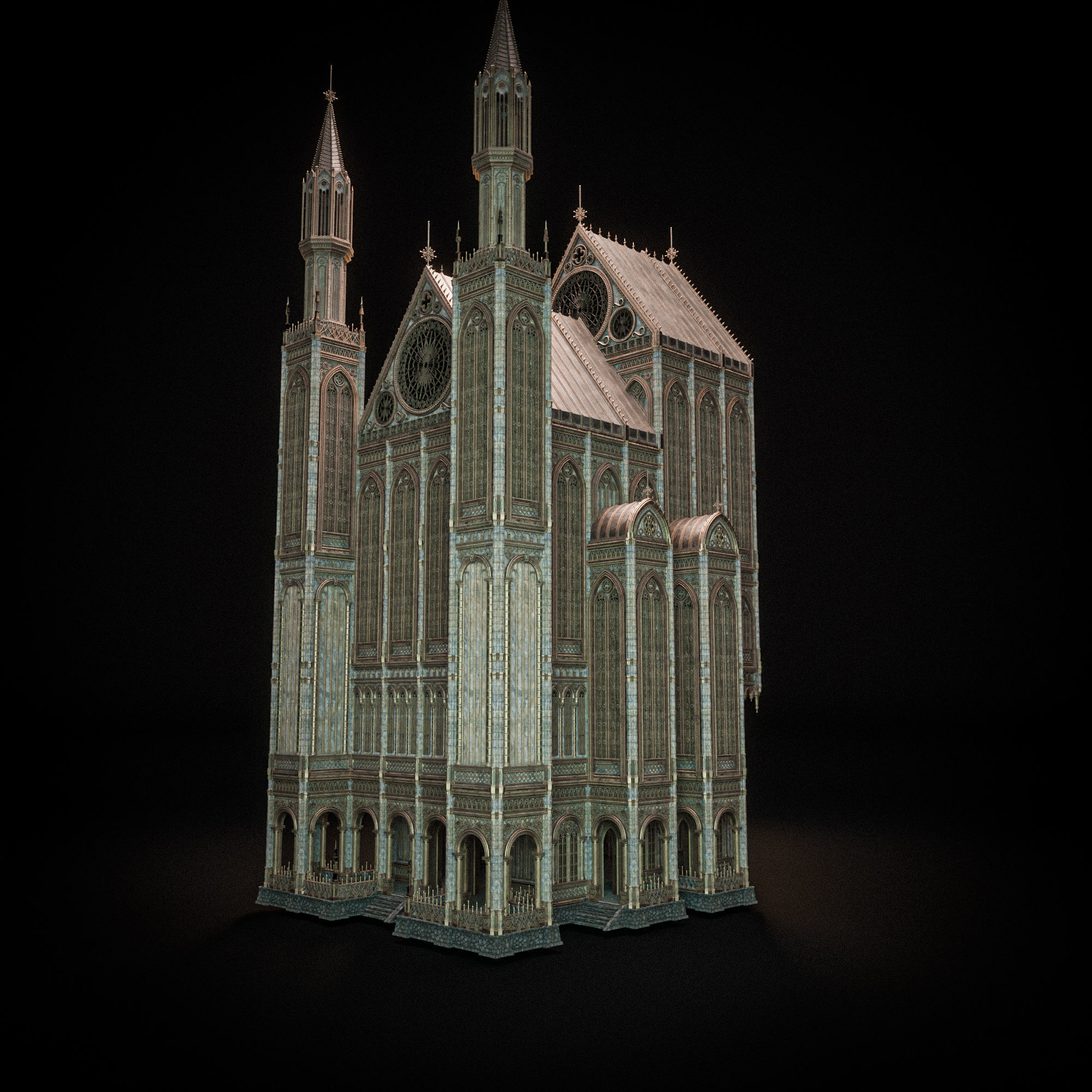 GOTHIC MODULAR BUILDING 7 Low-poly 3D model_10