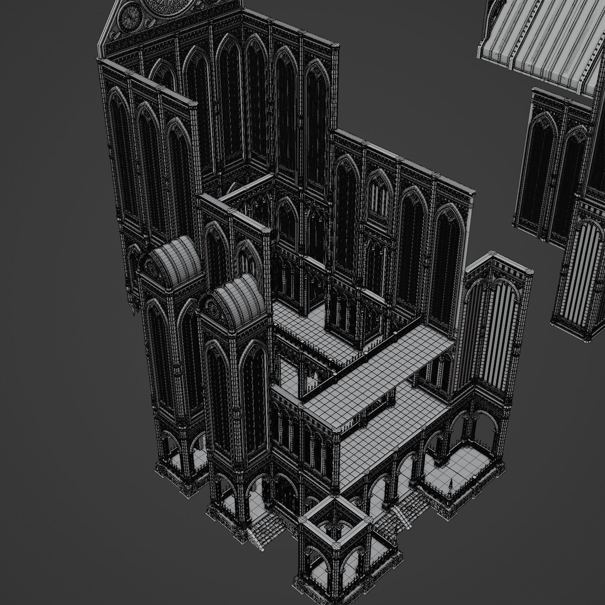 GOTHIC MODULAR BUILDING 7 Low-poly 3D model_18