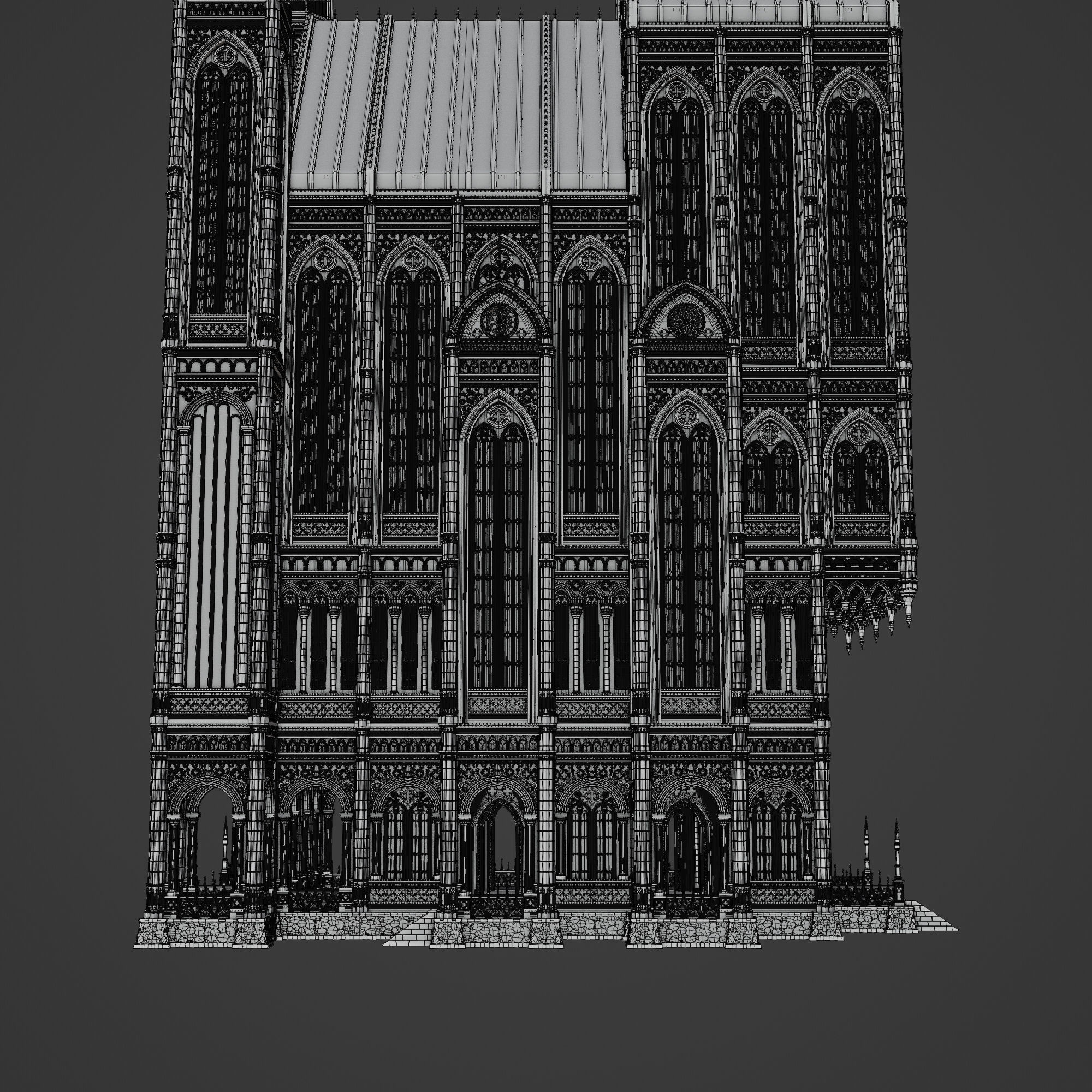 GOTHIC MODULAR BUILDING 7 Low-poly 3D model_17