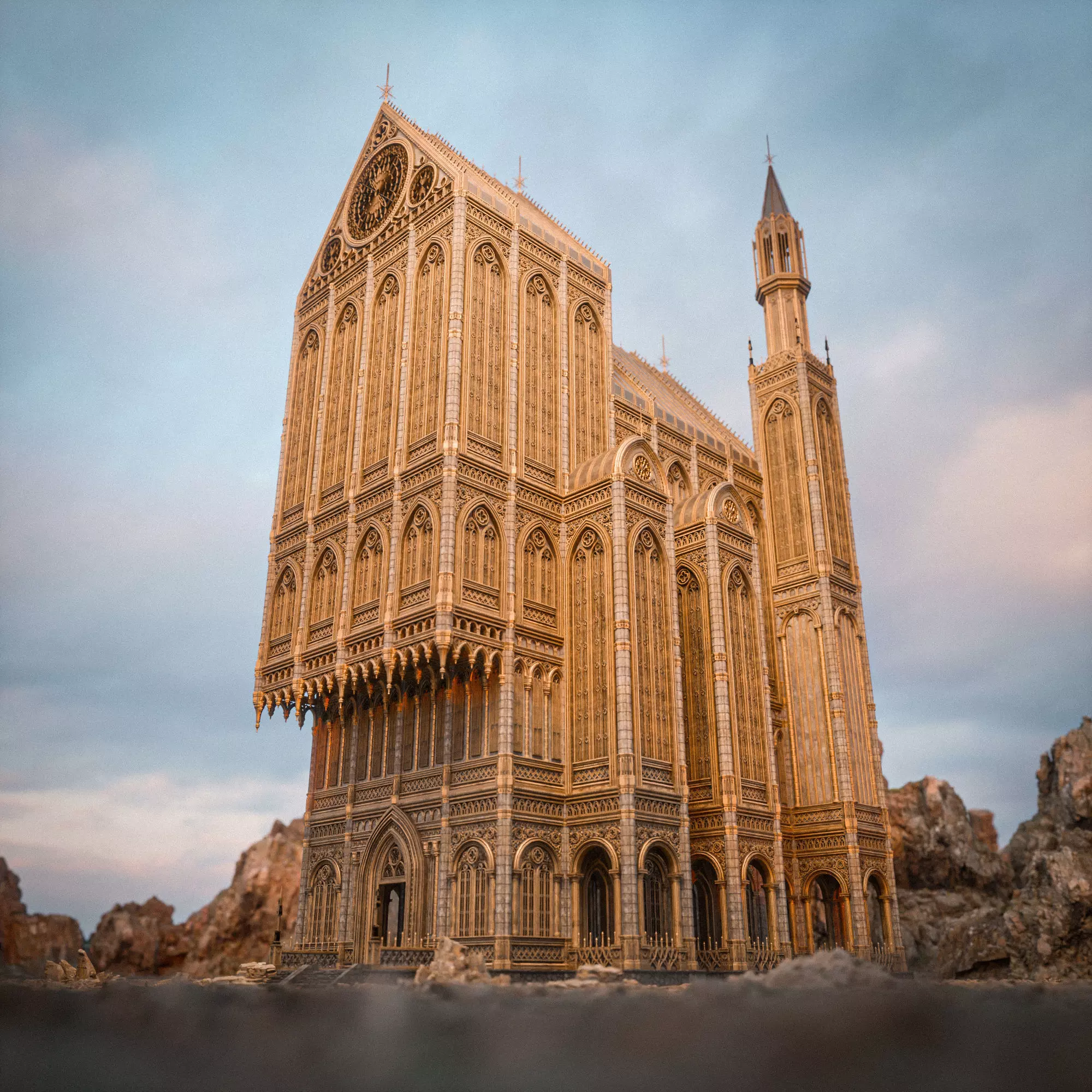 GOTHIC MODULAR BUILDING 7 Low-poly 3D model_0