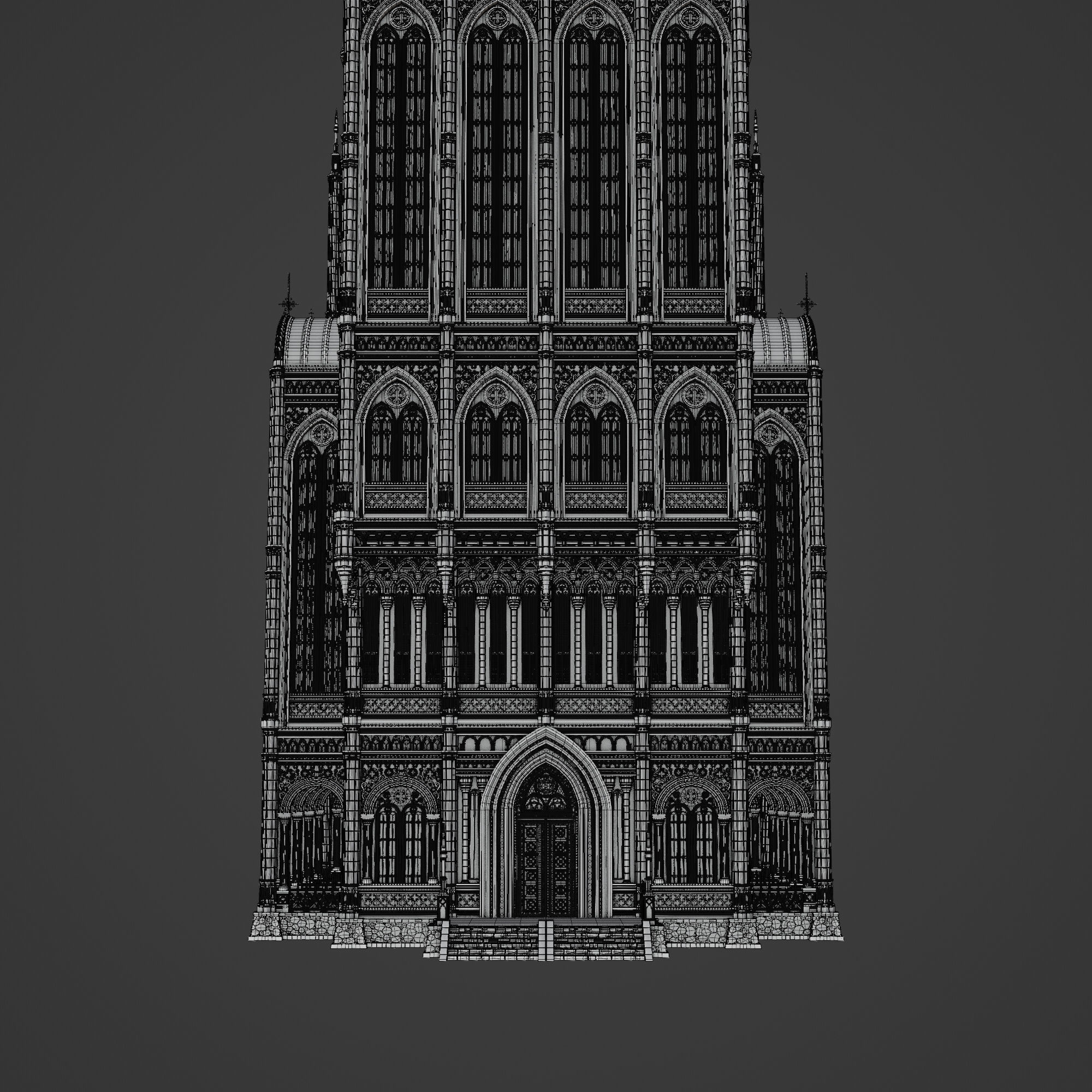 GOTHIC MODULAR BUILDING 7 Low-poly 3D model_15