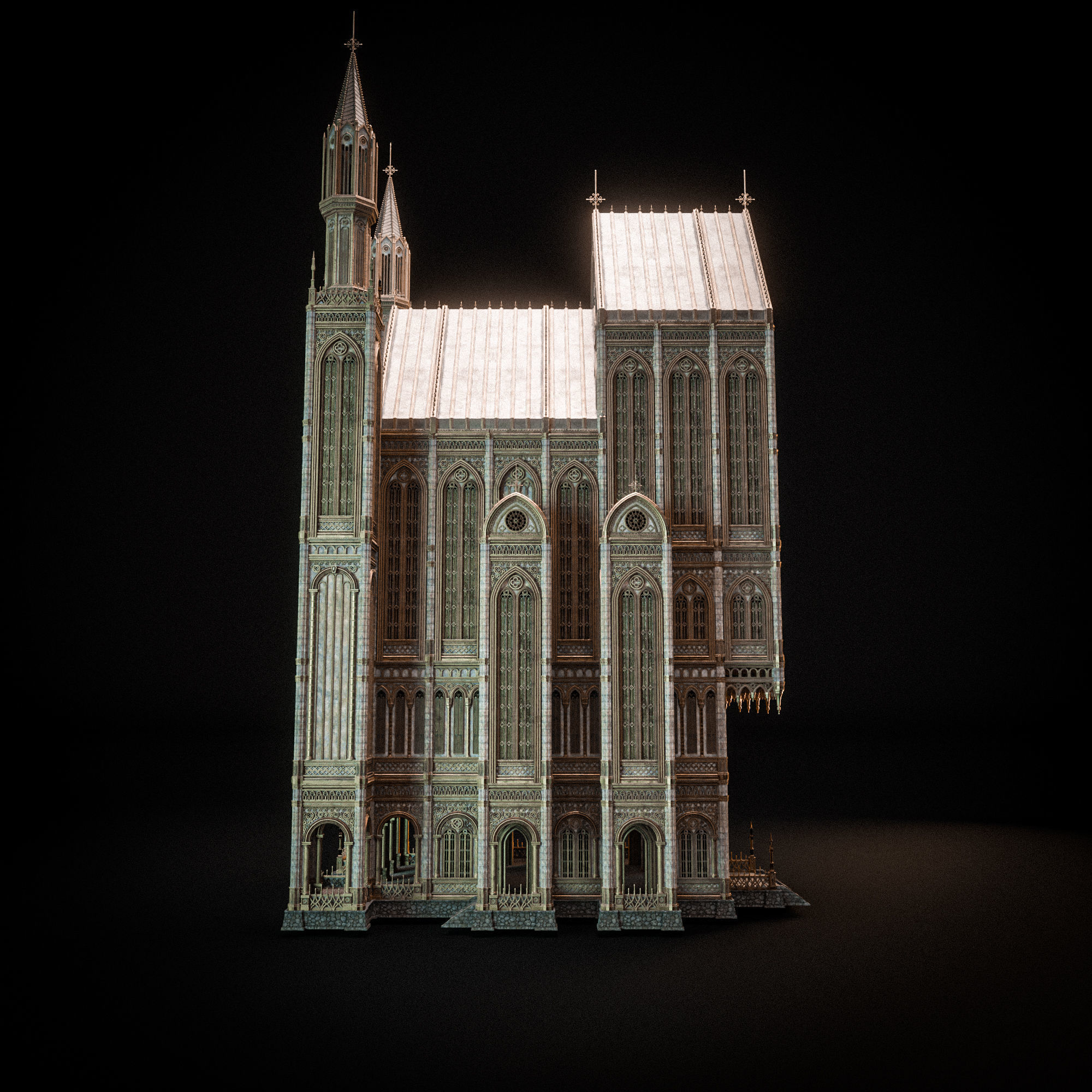 GOTHIC MODULAR BUILDING 7 Low-poly 3D model_11
