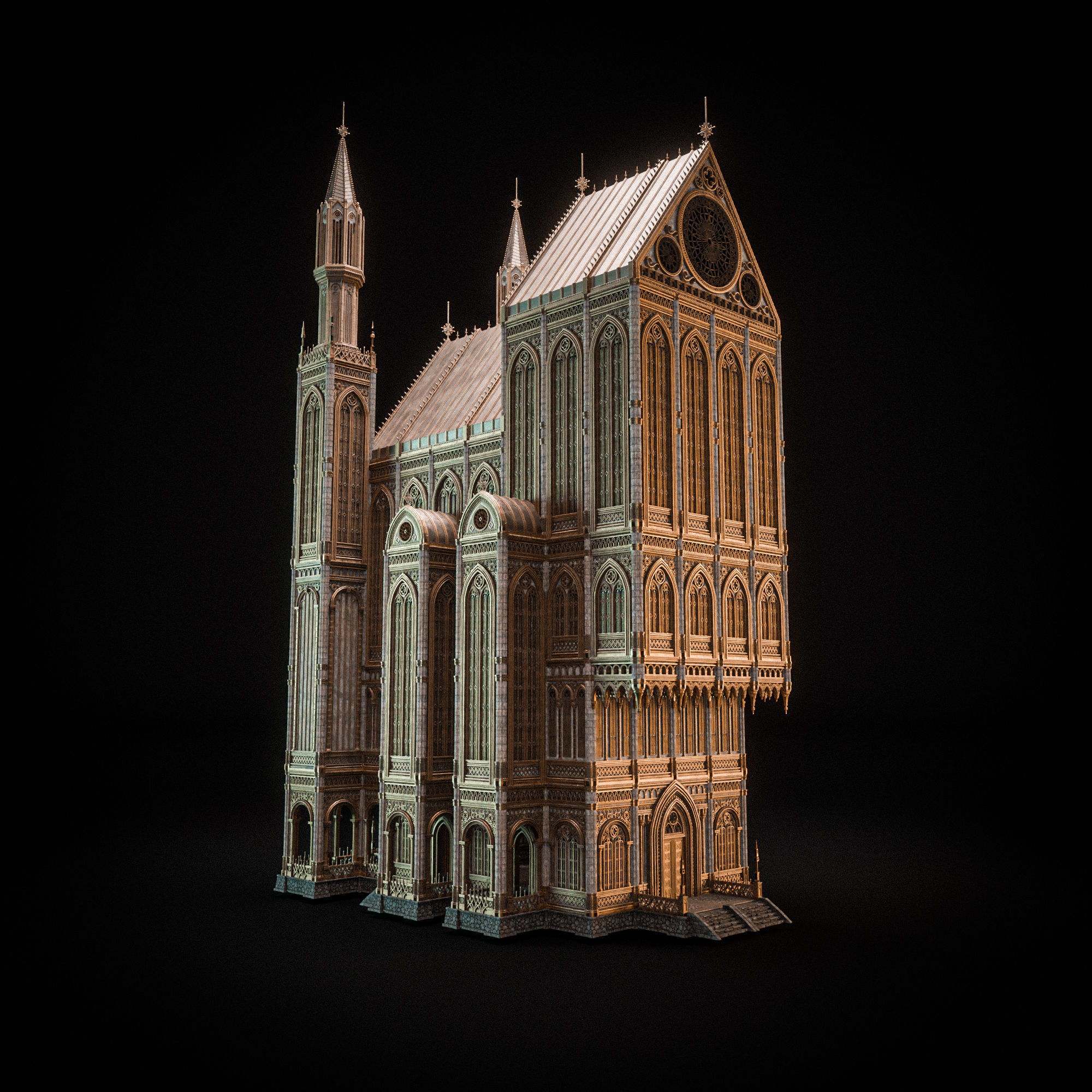 GOTHIC MODULAR BUILDING 7 Low-poly 3D model_12
