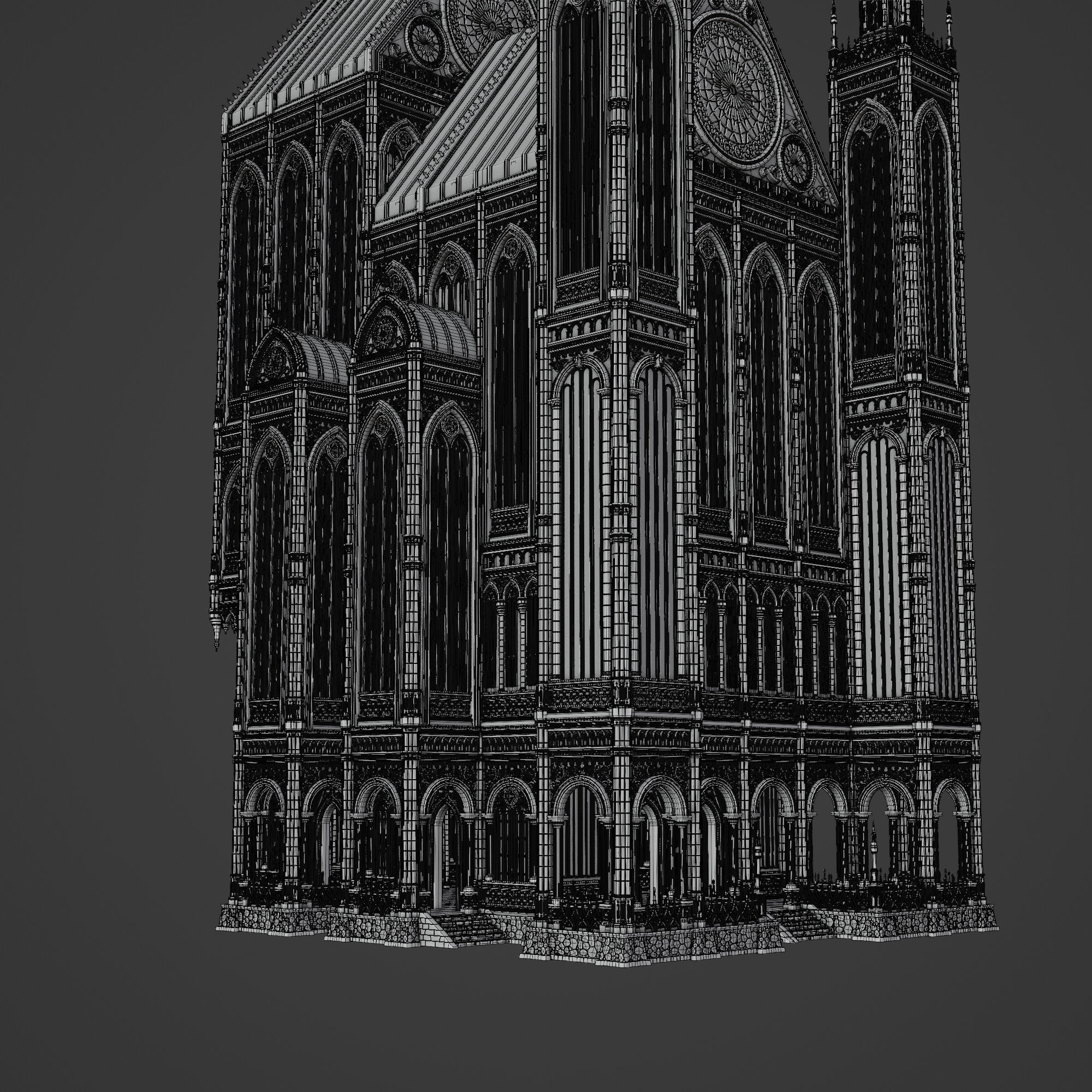 GOTHIC MODULAR BUILDING 7 Low-poly 3D model_16
