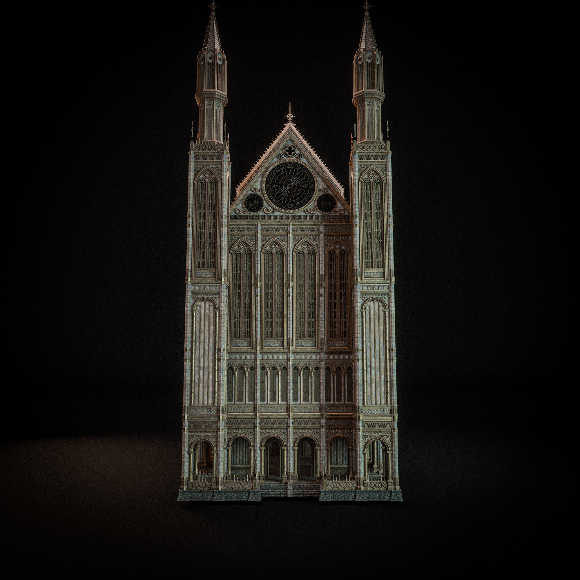 GOTHIC MODULAR BUILDING 7 Low-poly 3D model_9