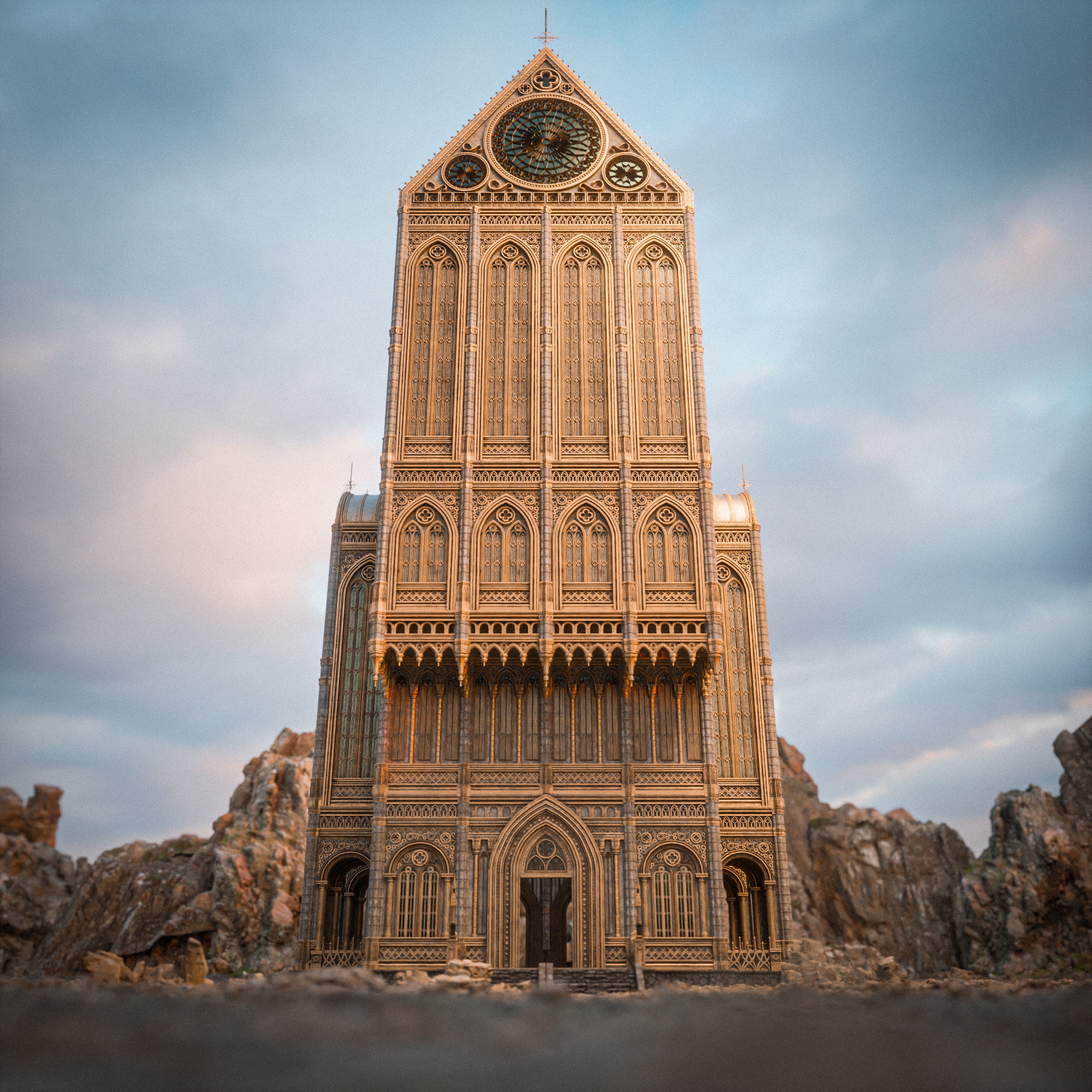 GOTHIC MODULAR BUILDING 7 Low-poly 3D model_2