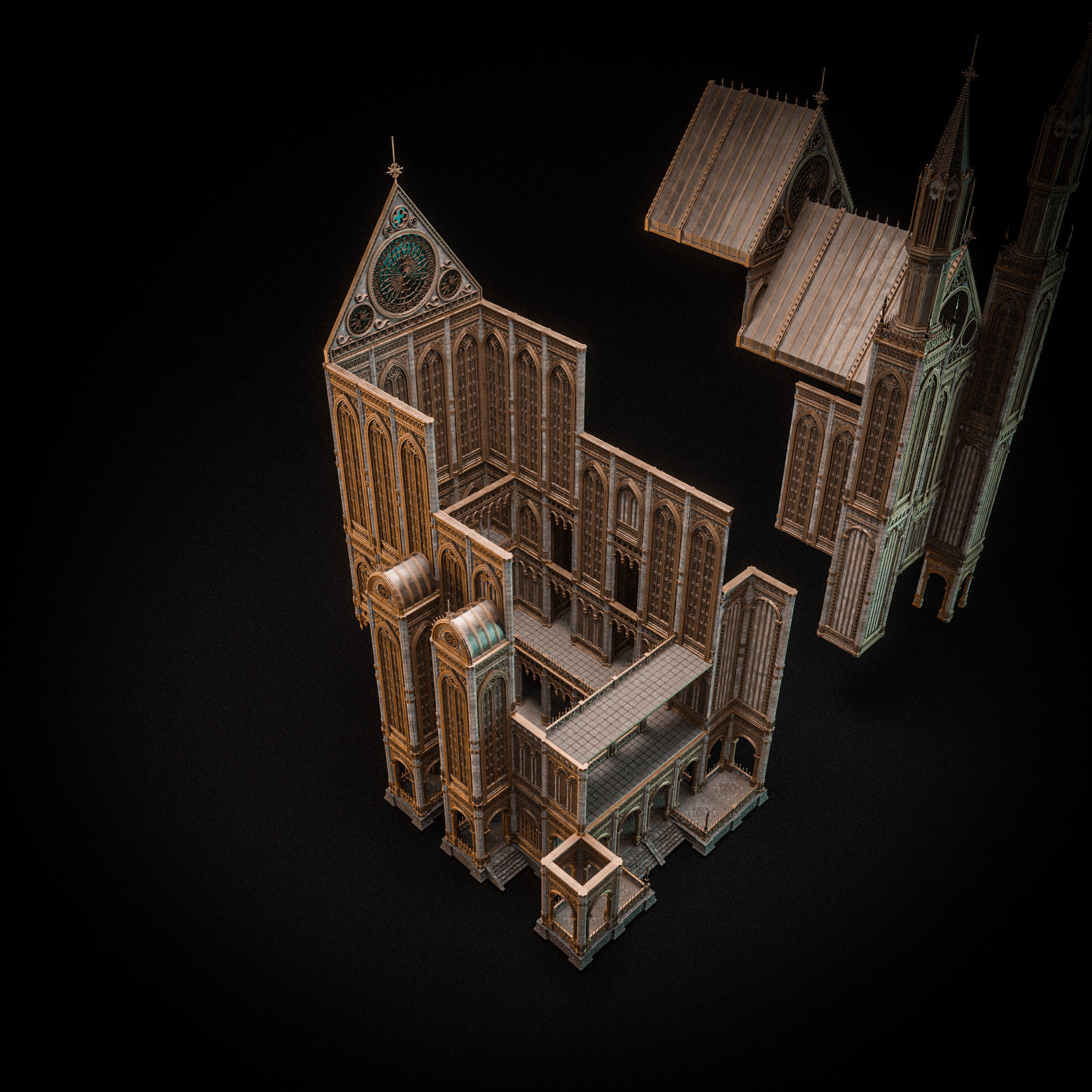 GOTHIC MODULAR BUILDING 7 Low-poly 3D model_14