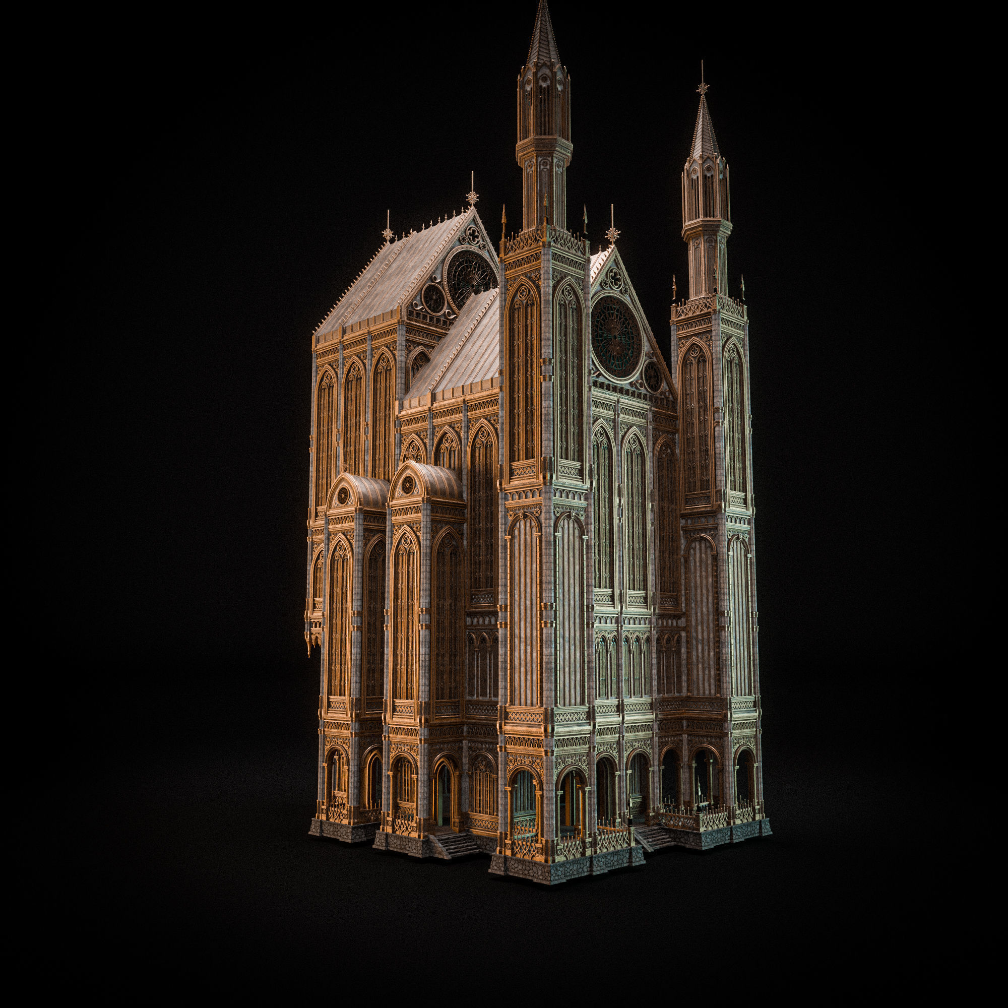 GOTHIC MODULAR BUILDING 7 Low-poly 3D model_8