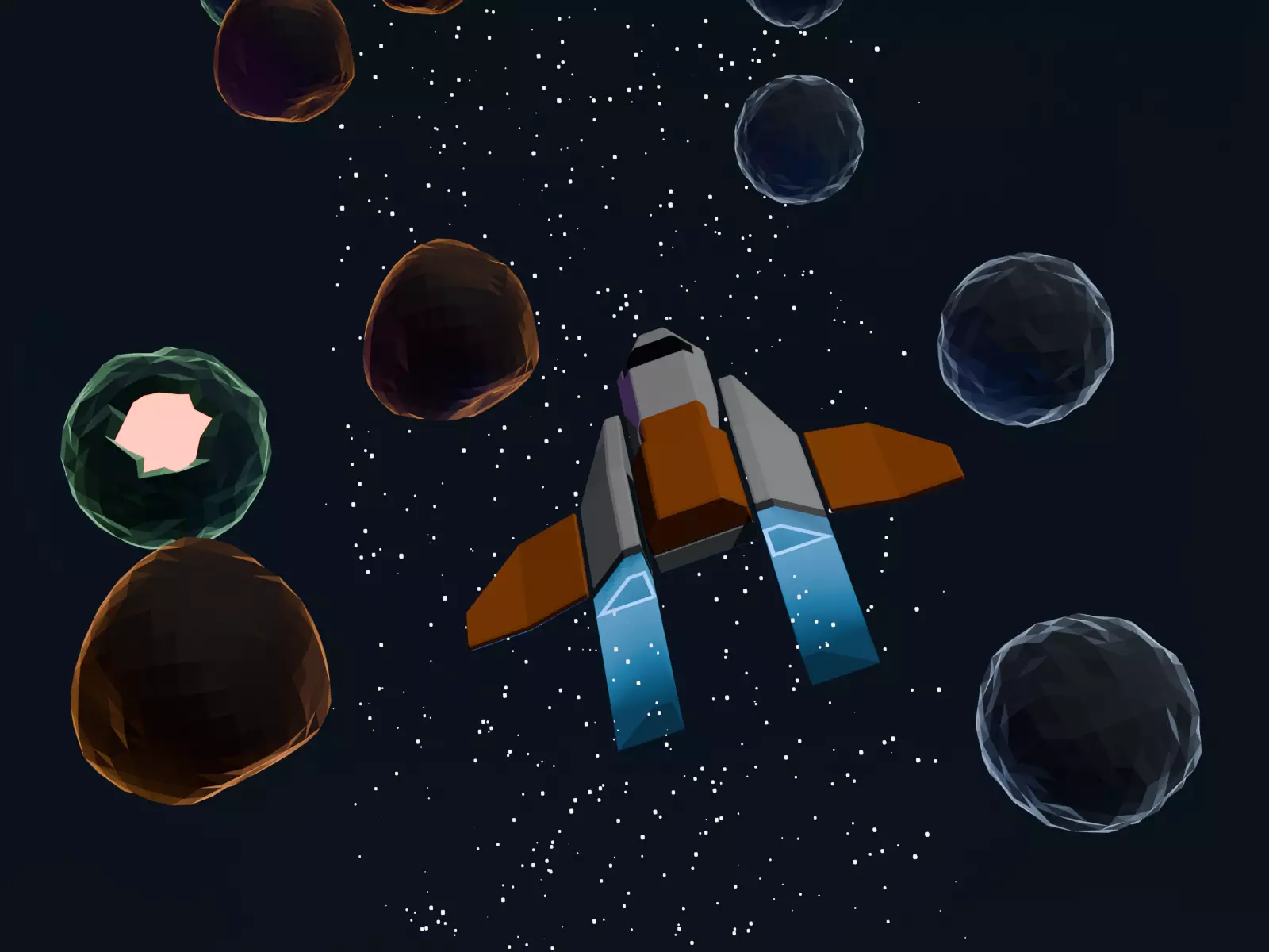 spaceship Low-poly 3D model_0