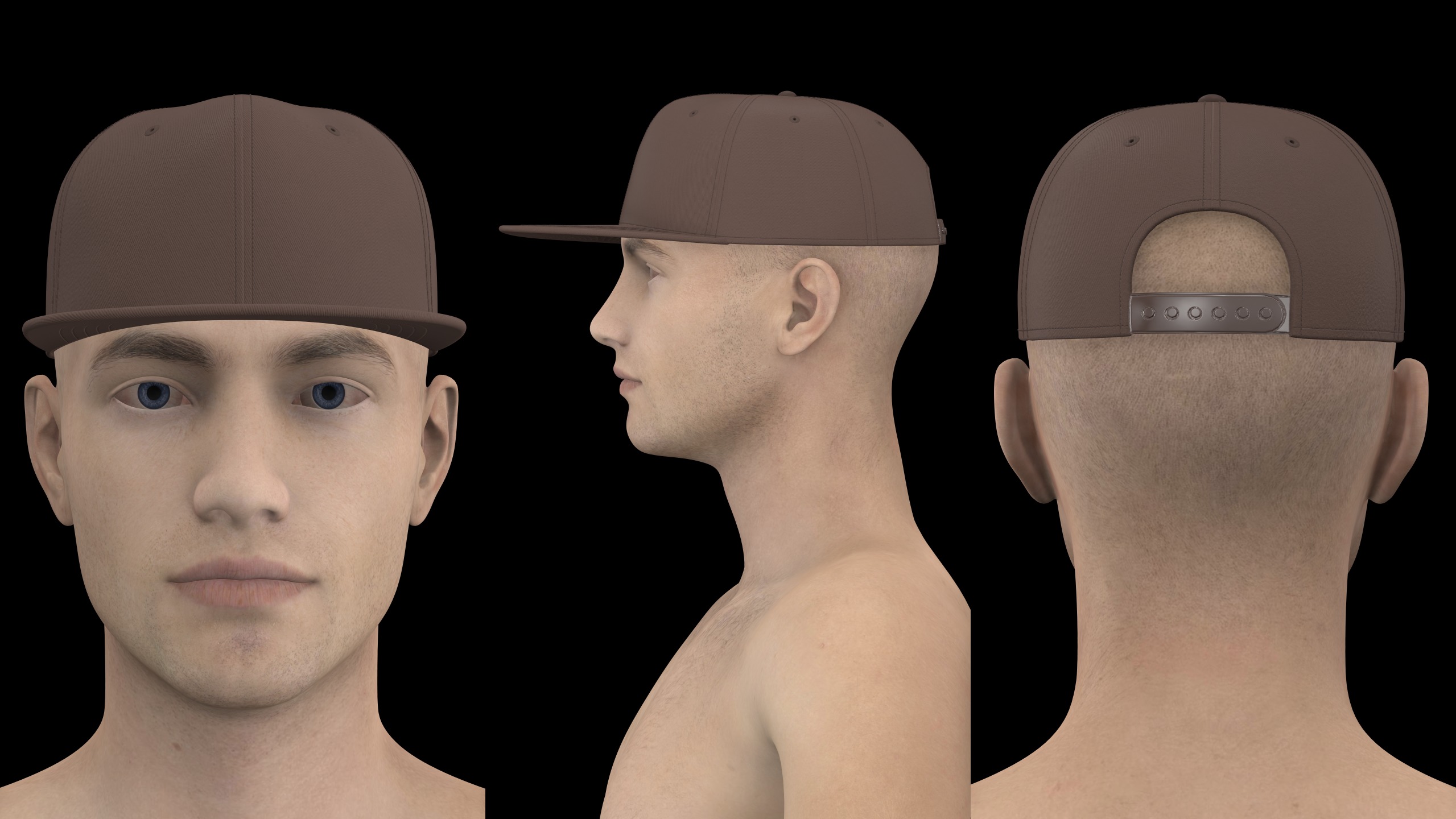 BASIC SNAPBACKS 6 and 5 panel genesis8 highpoly 3D model_2