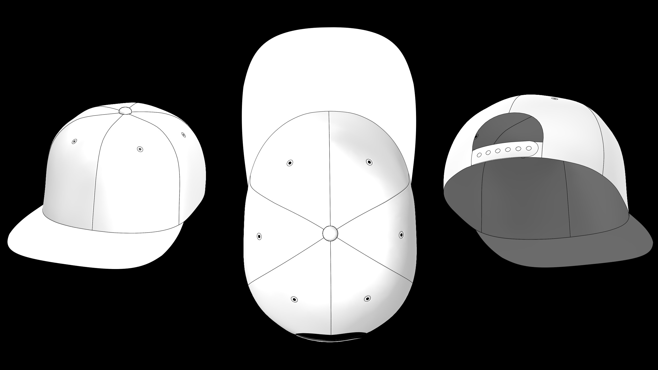 BASIC SNAPBACKS 6 and 5 panel genesis8 highpoly 3D model_5