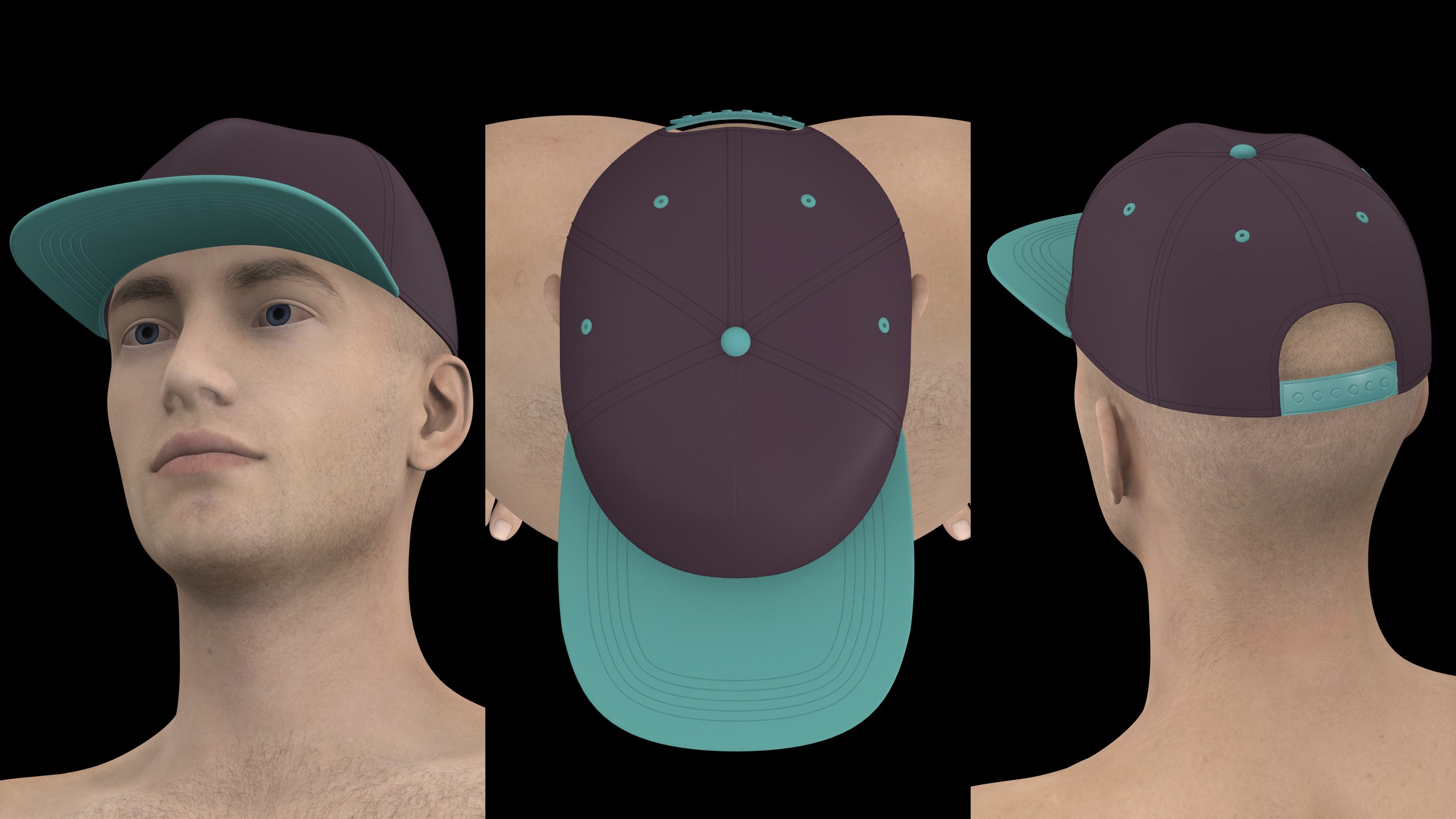 BASIC SNAPBACKS 6 and 5 panel genesis8 highpoly 3D model_9