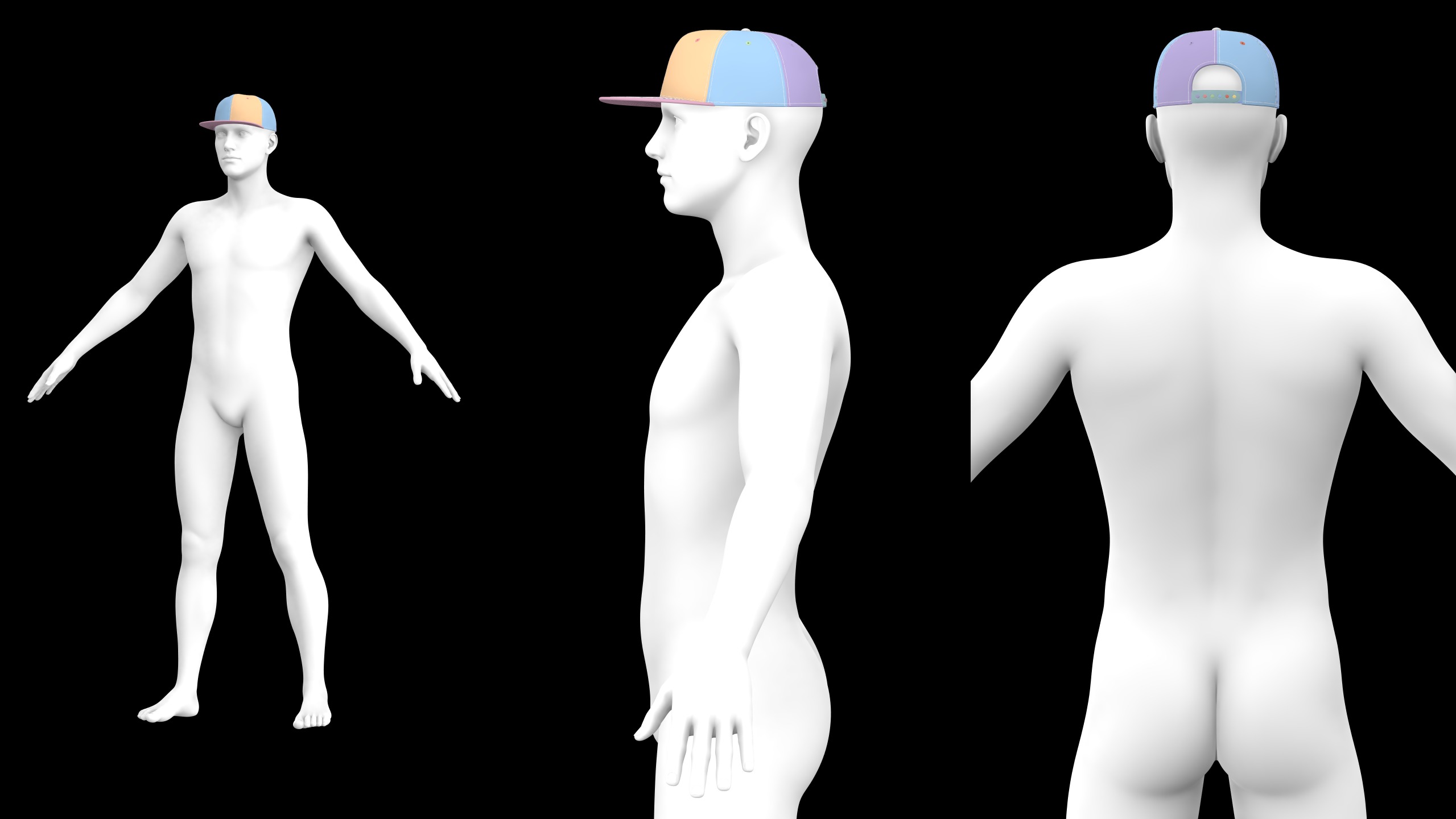 BASIC SNAPBACKS 6 and 5 panel genesis8 highpoly 3D model_1