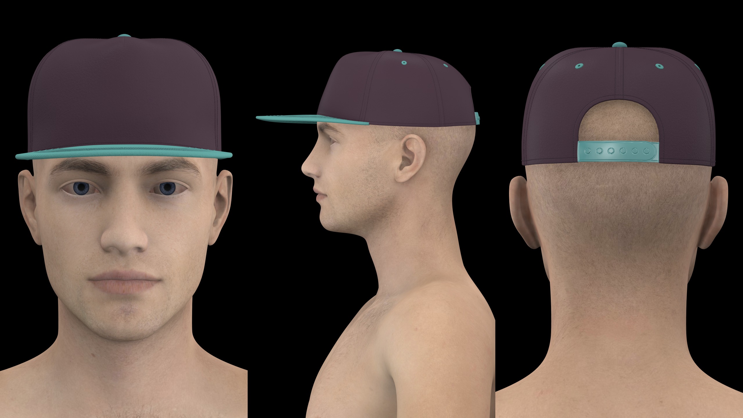 BASIC SNAPBACKS 6 and 5 panel genesis8 highpoly 3D model_8