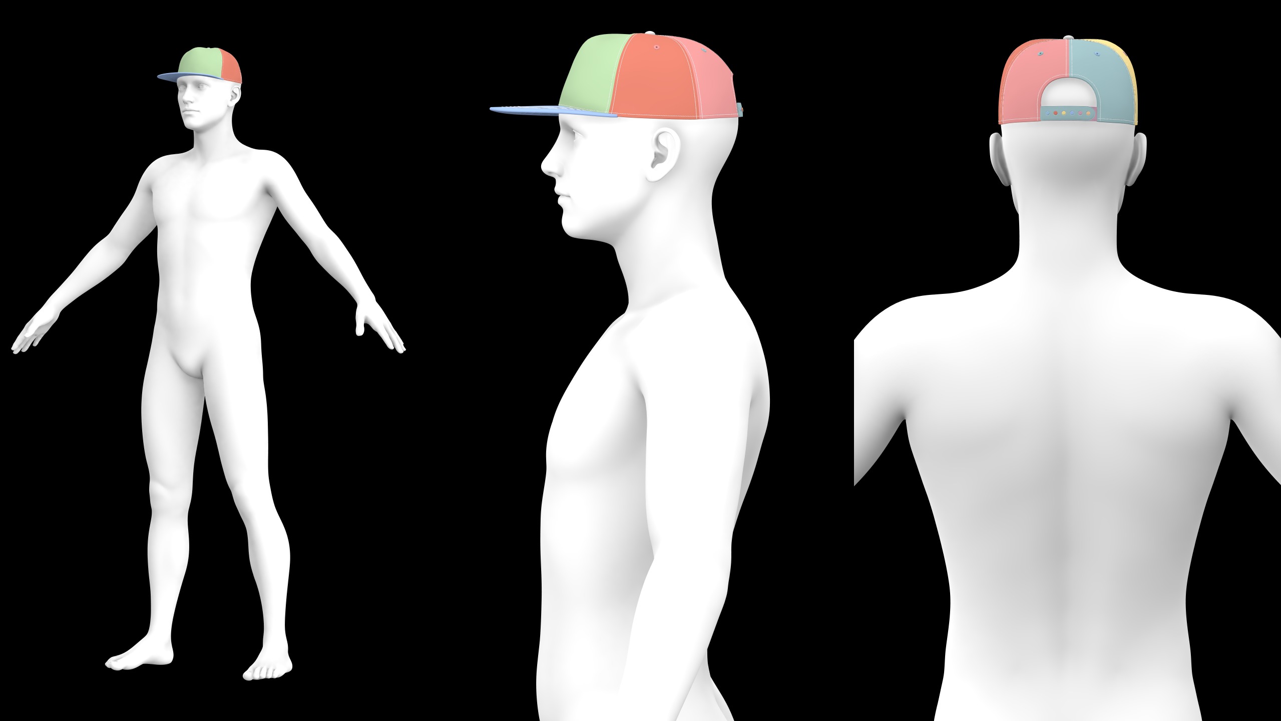 BASIC SNAPBACKS 6 and 5 panel genesis8 highpoly 3D model_7