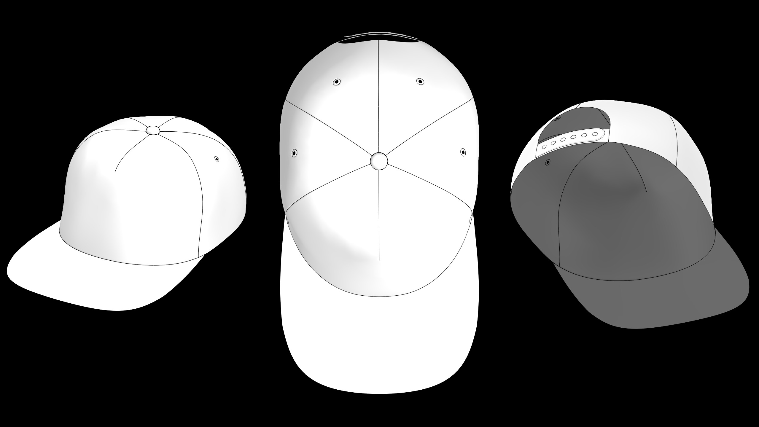 BASIC SNAPBACKS 6 and 5 panel genesis8 highpoly 3D model_11