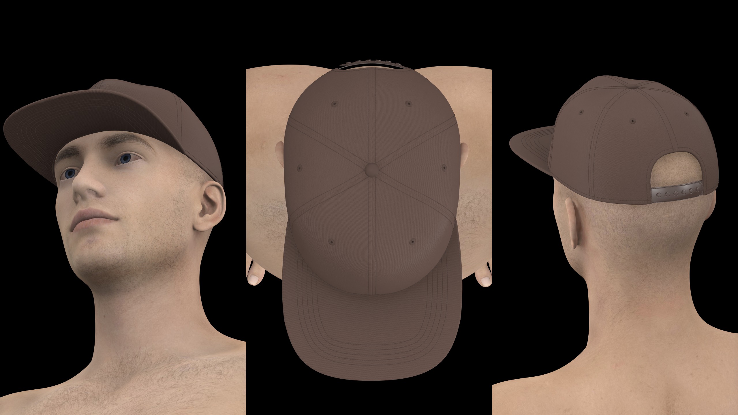 BASIC SNAPBACKS 6 and 5 panel genesis8 highpoly 3D model_3