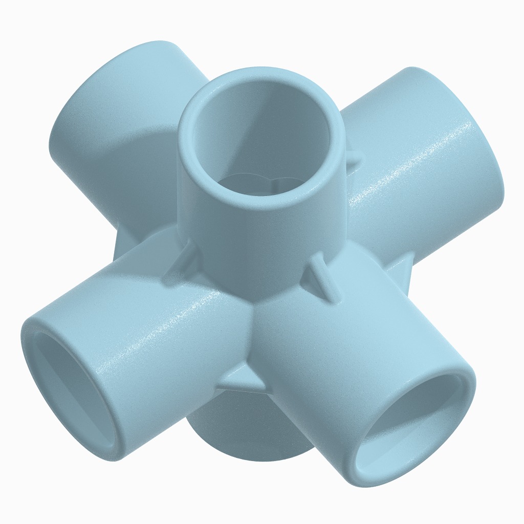 PVC 6 Way Fitting Pack 3D print model_1