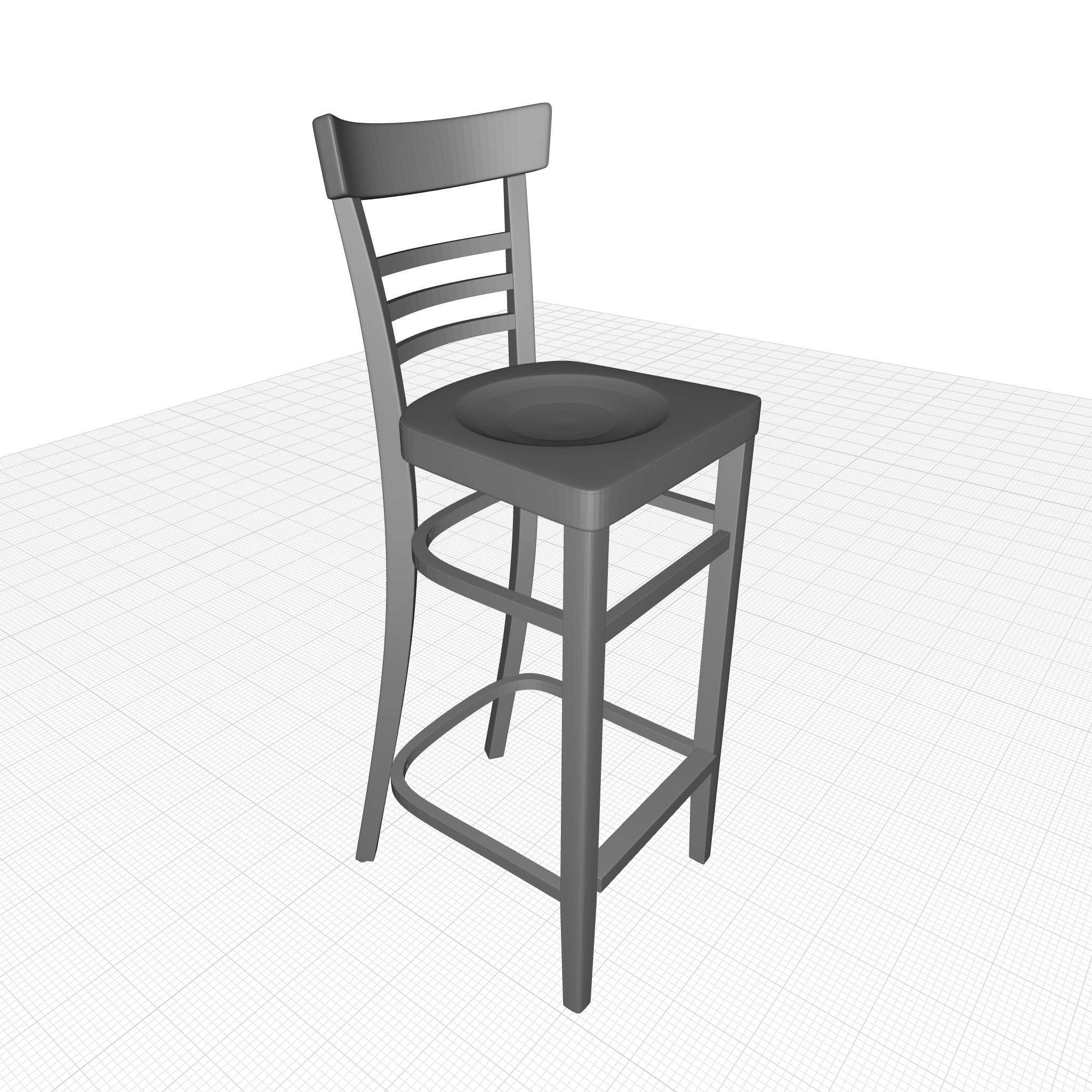 Dark Walnut Giulia Bar Stool 3D model_7