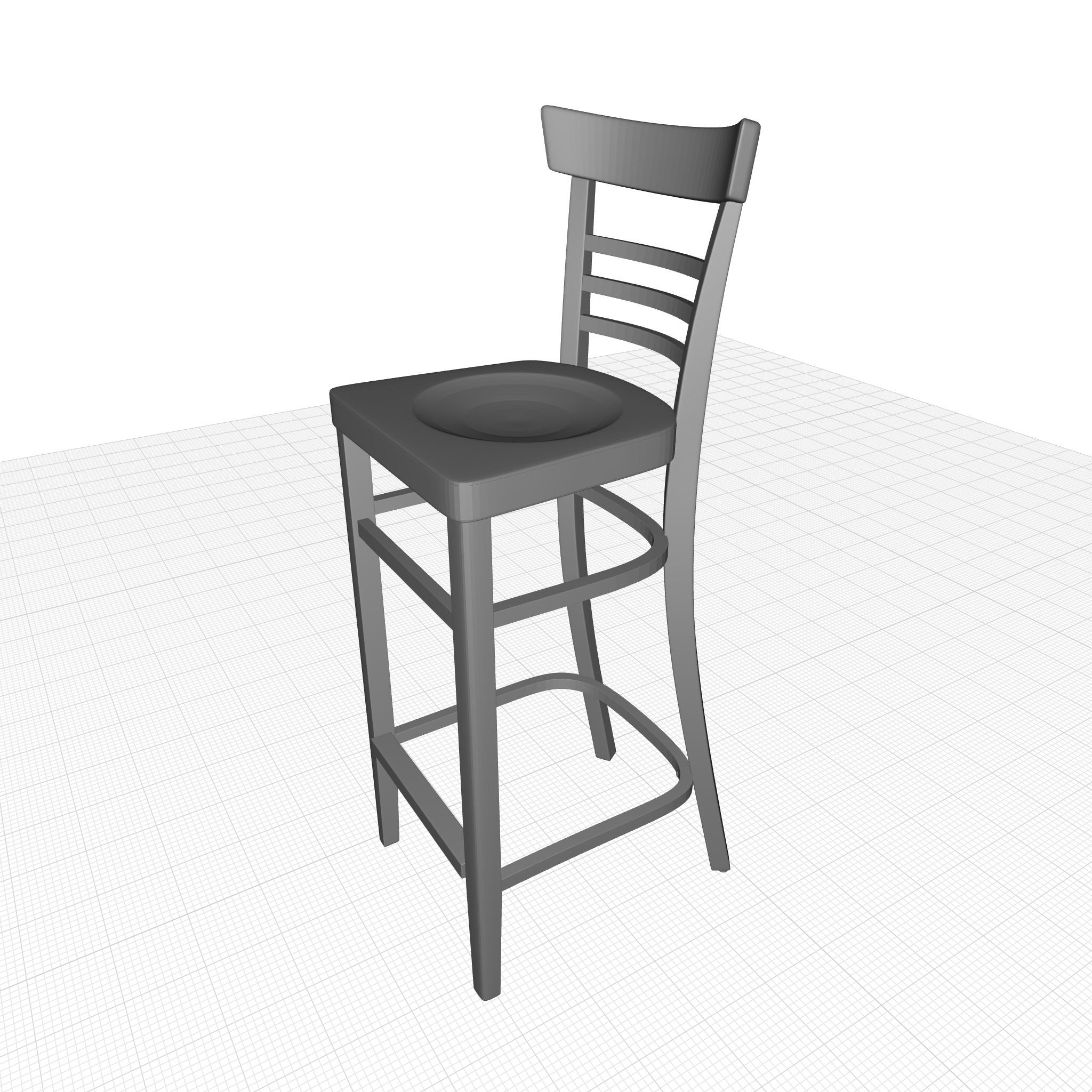 Dark Walnut Giulia Bar Stool 3D model_4