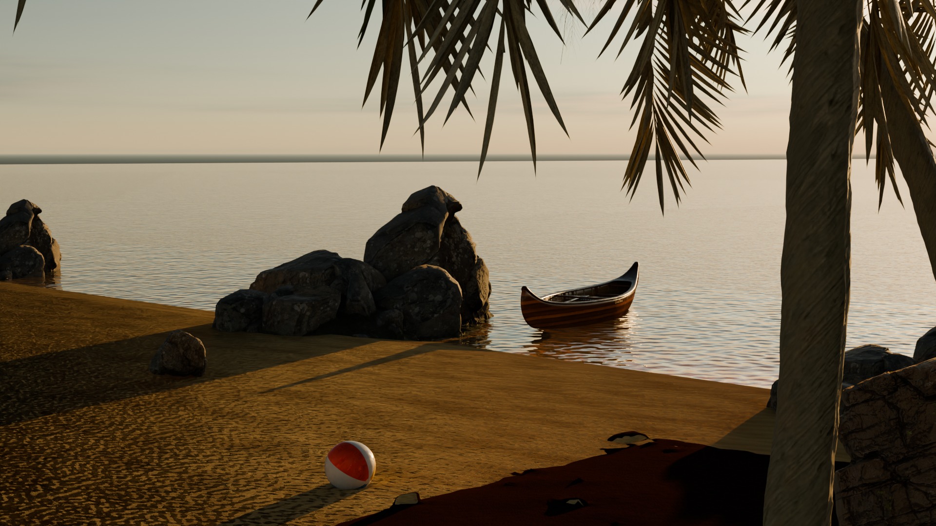 Sand Beach beside road 3D model_6