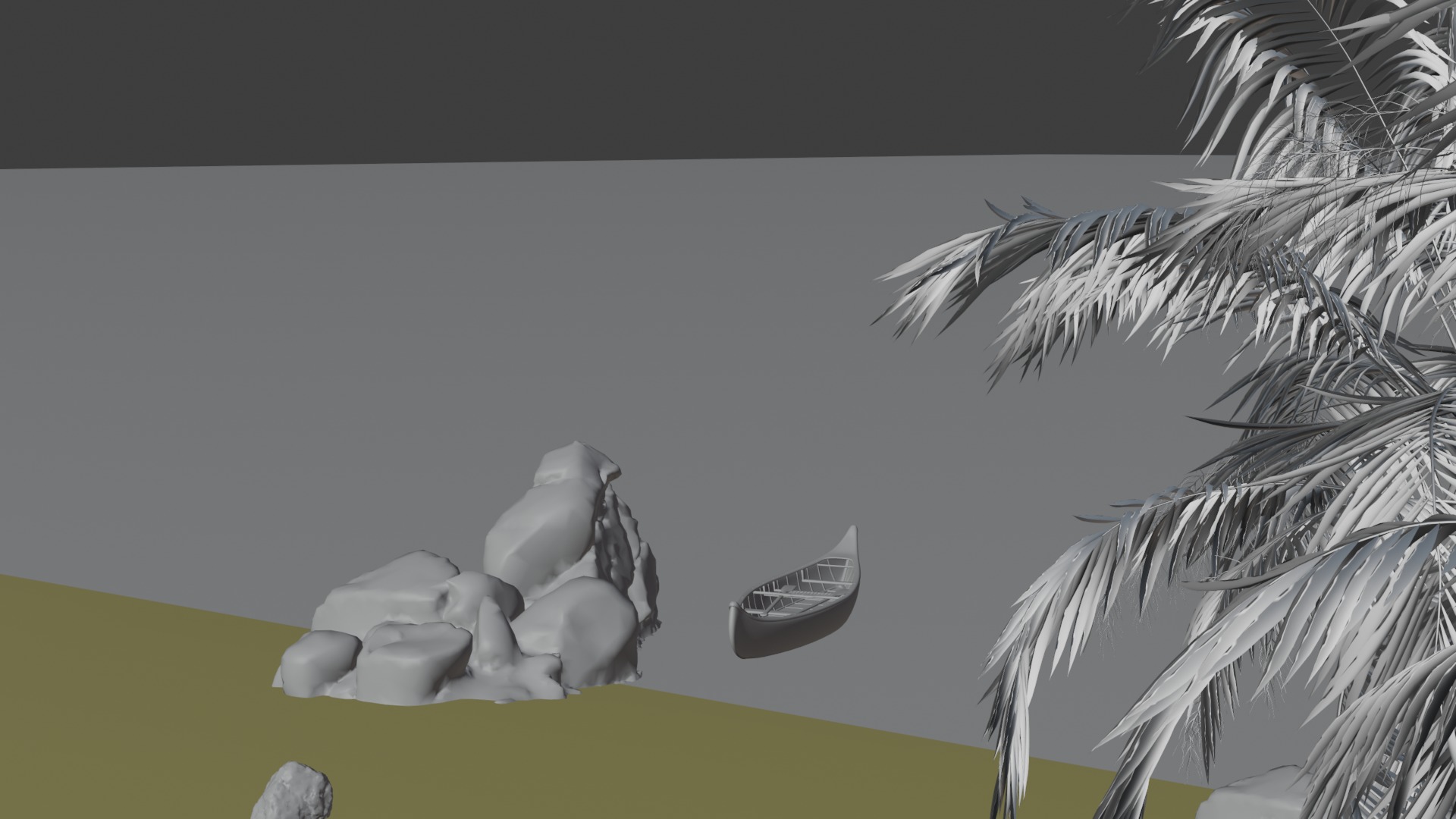 Sand Beach beside road 3D model_12