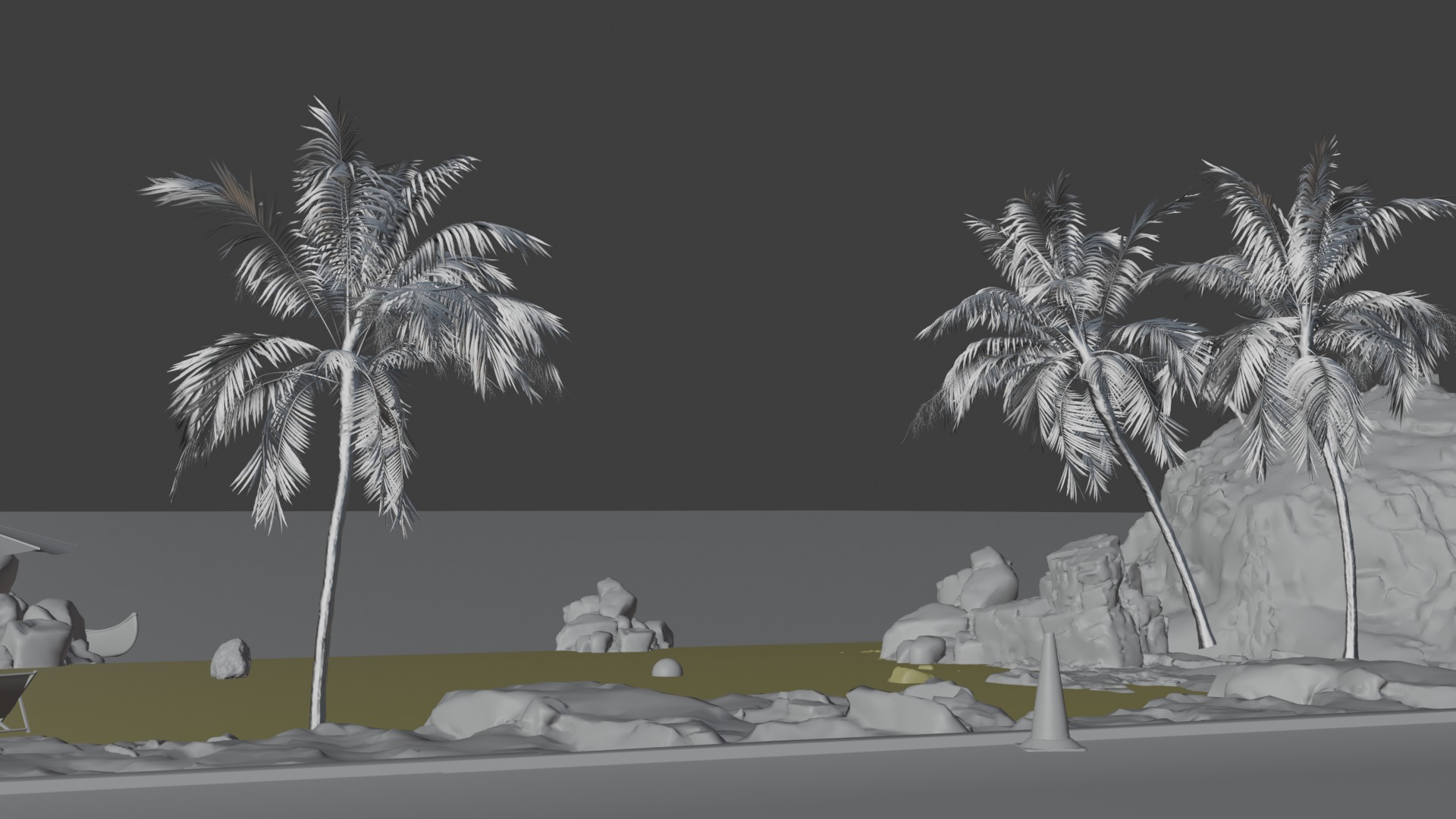 Sand Beach beside road 3D model_17