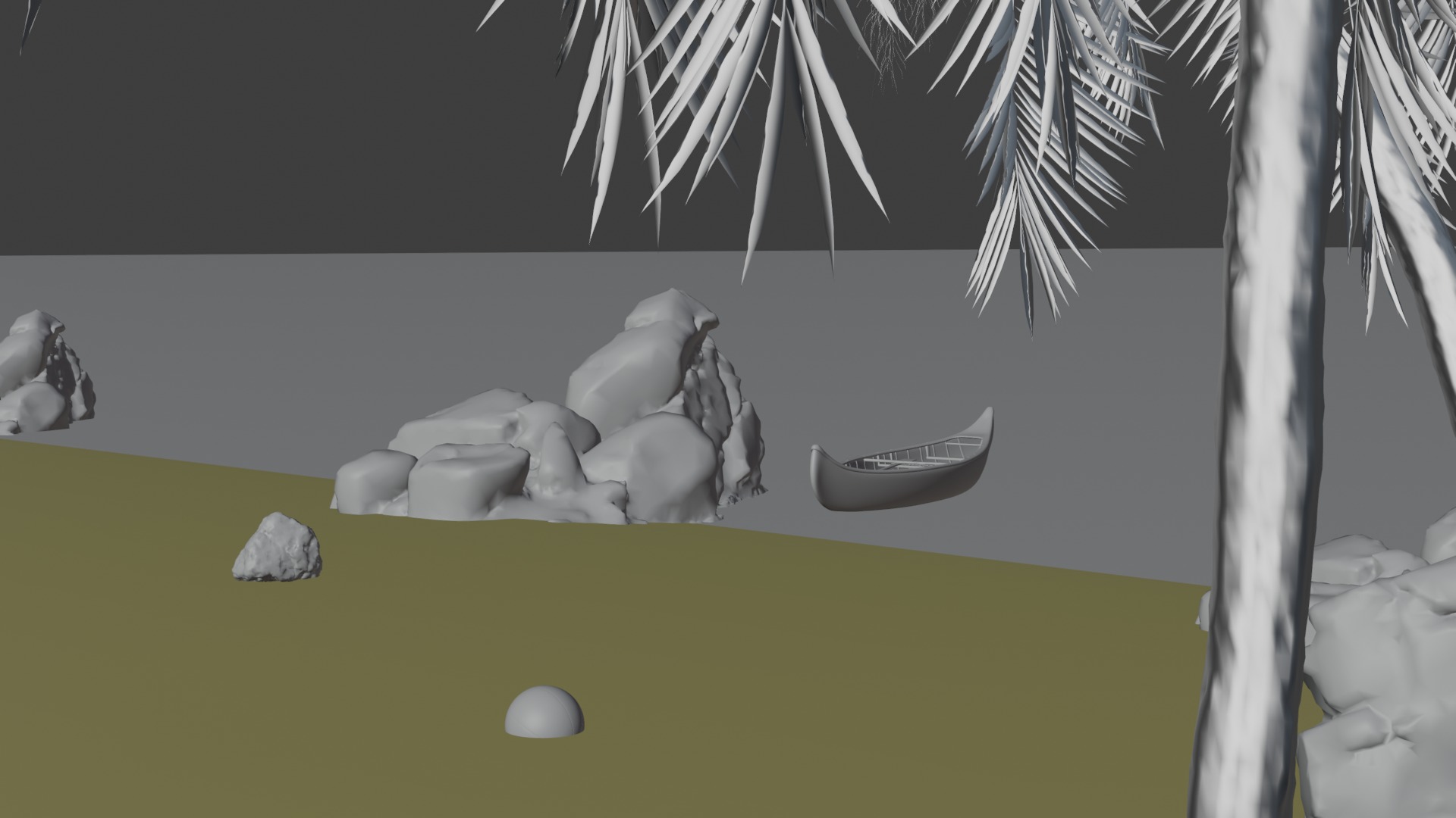 Sand Beach beside road 3D model_18