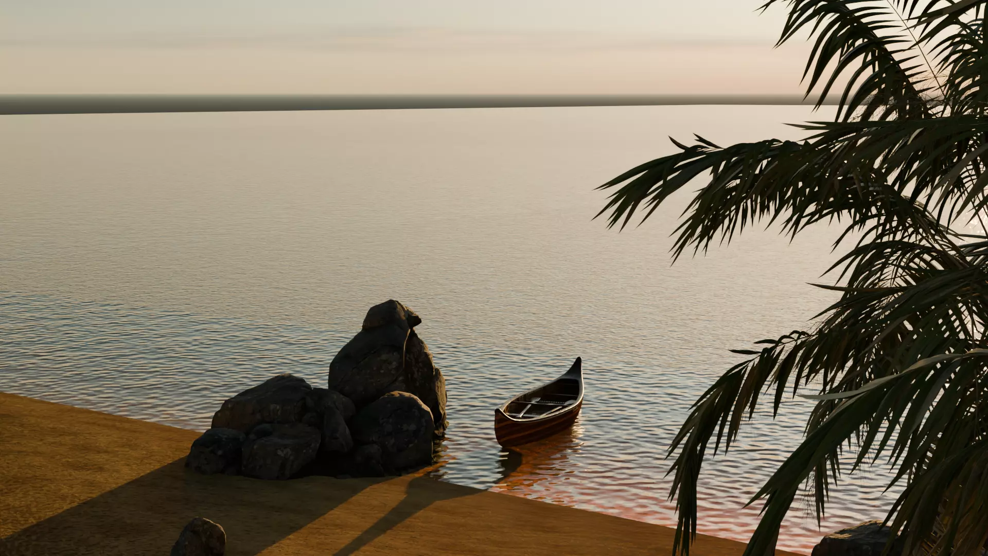 Sand Beach beside road 3D model_0