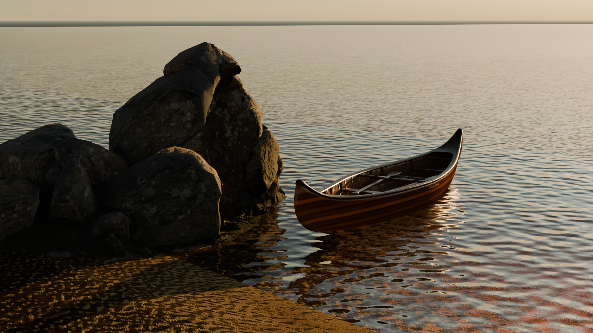 Sand Beach beside road 3D model_7