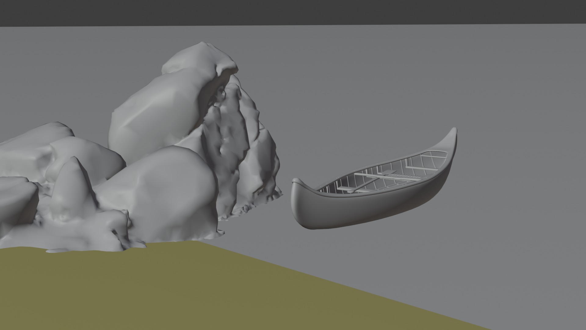 Sand Beach beside road 3D model_19