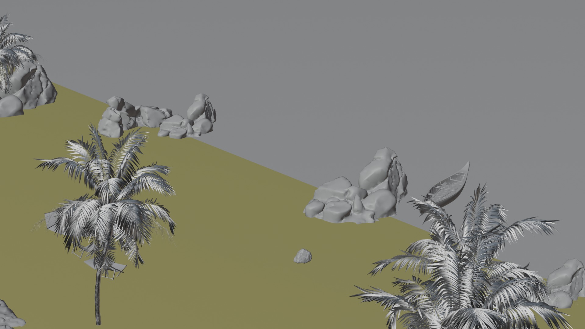 Sand Beach beside road 3D model_22