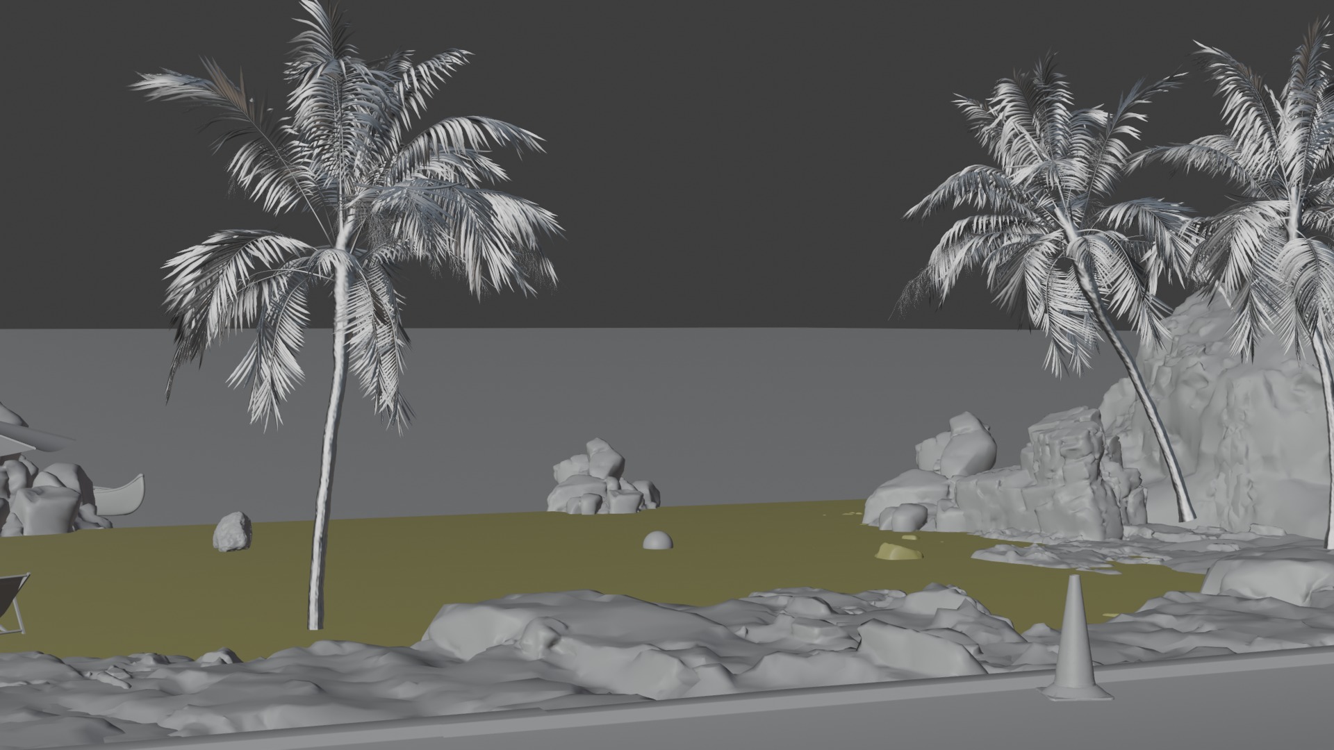 Sand Beach beside road 3D model_16