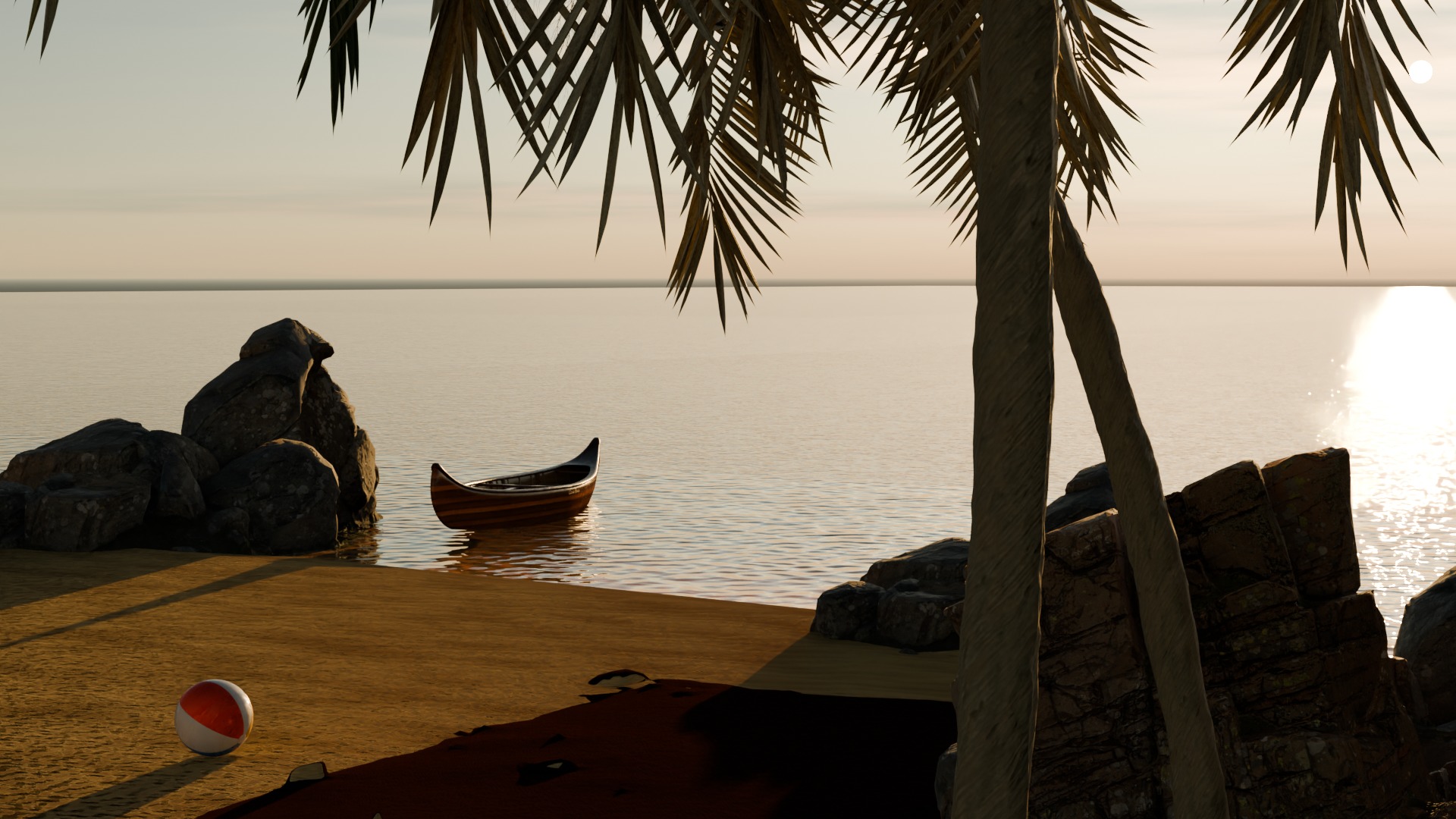 Sand Beach beside road 3D model_1