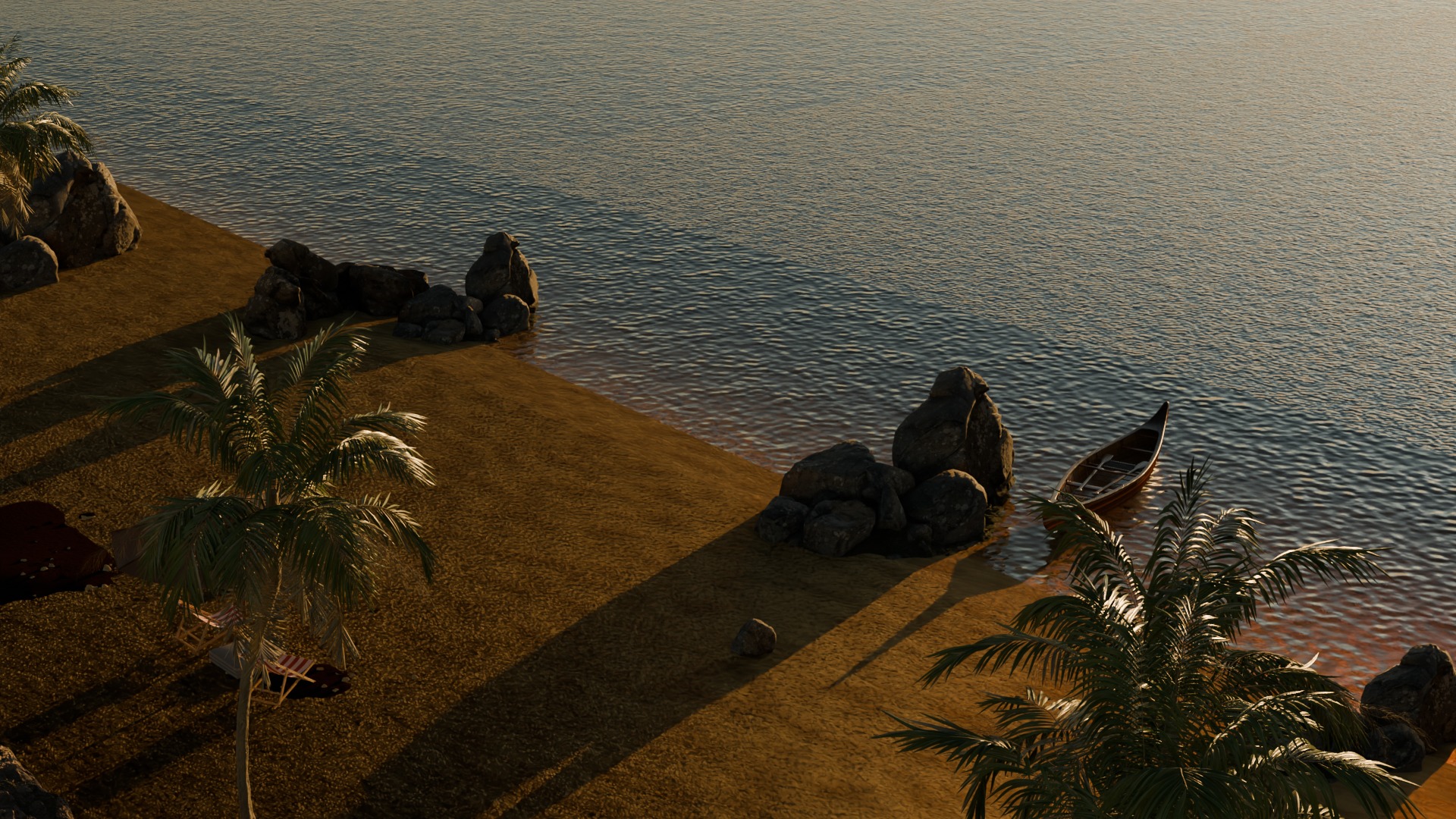 Sand Beach beside road 3D model_10