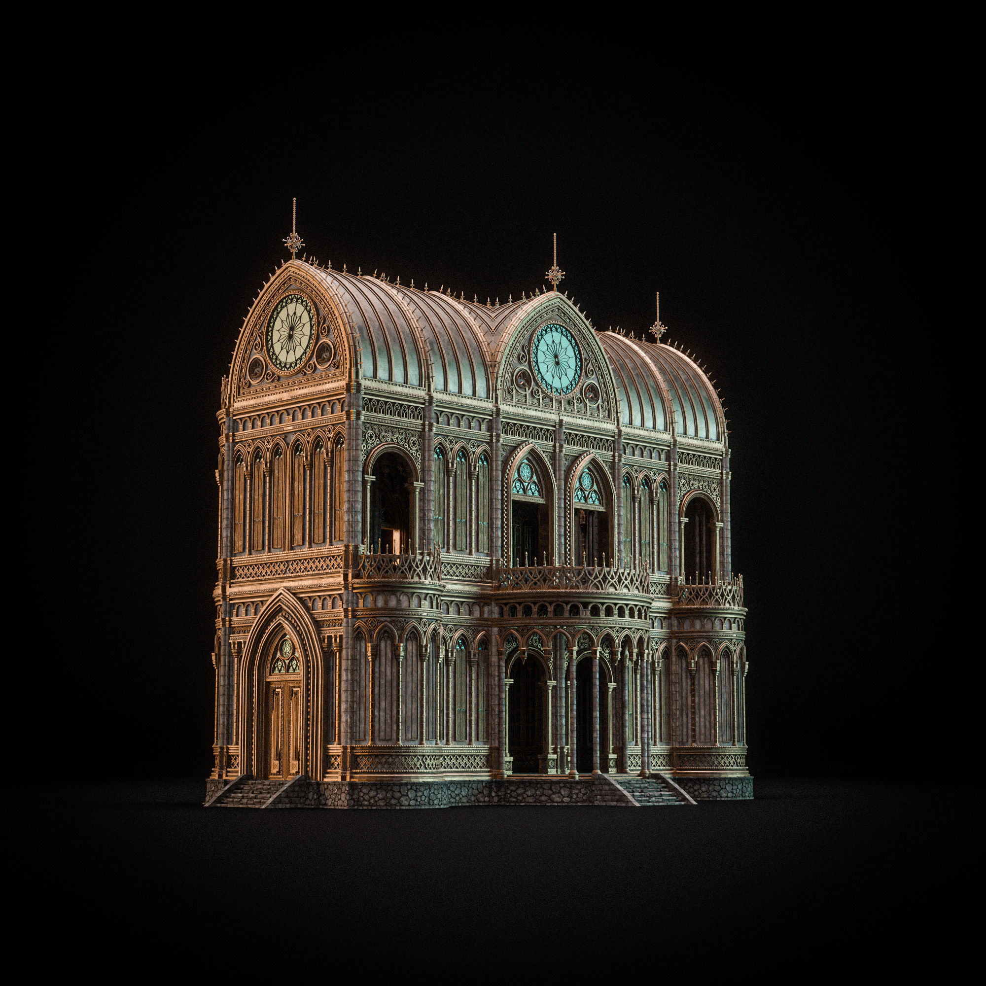 GOTHIC MODULAR BUILDING 8 Low-poly 3D model_8