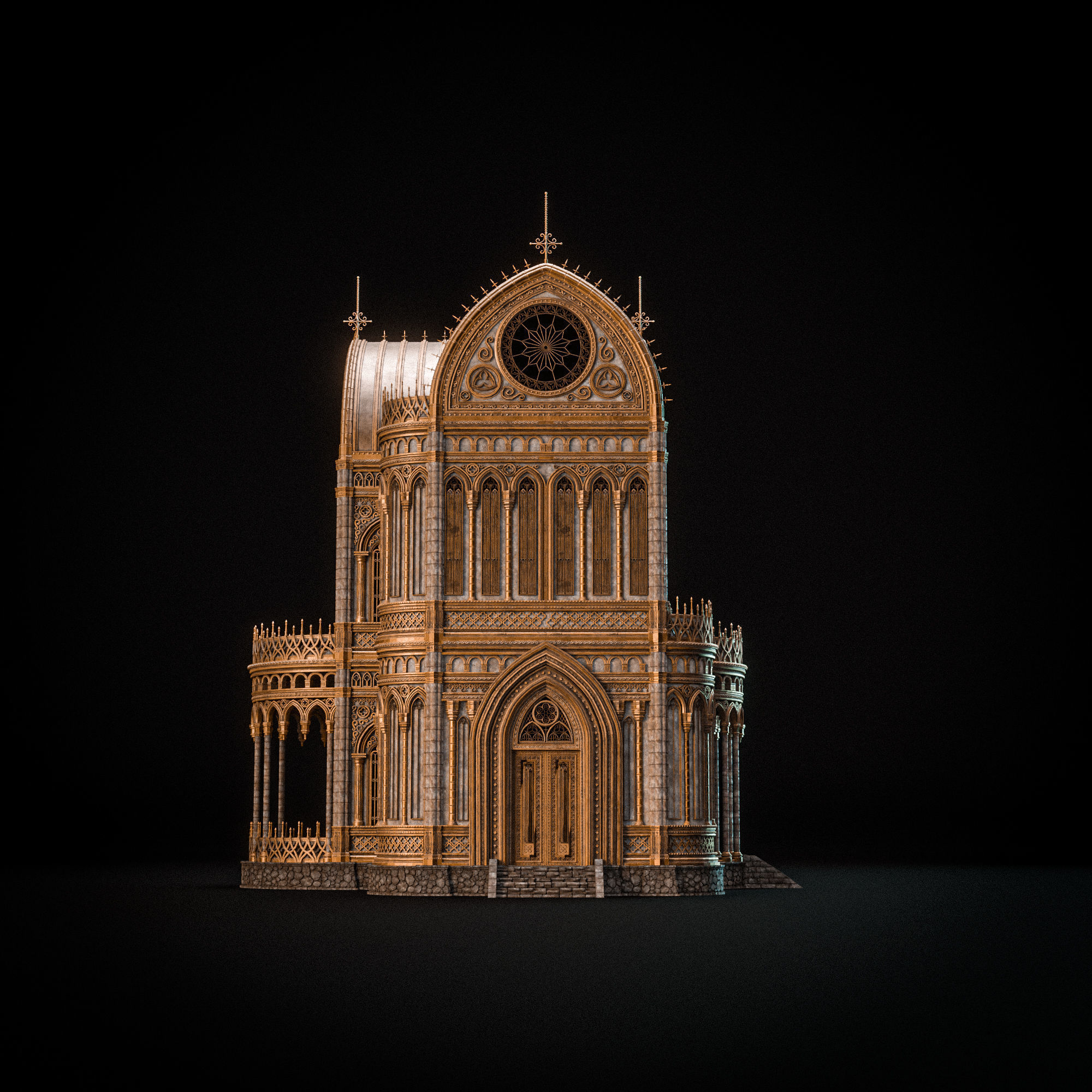 GOTHIC MODULAR BUILDING 8 Low-poly 3D model_7