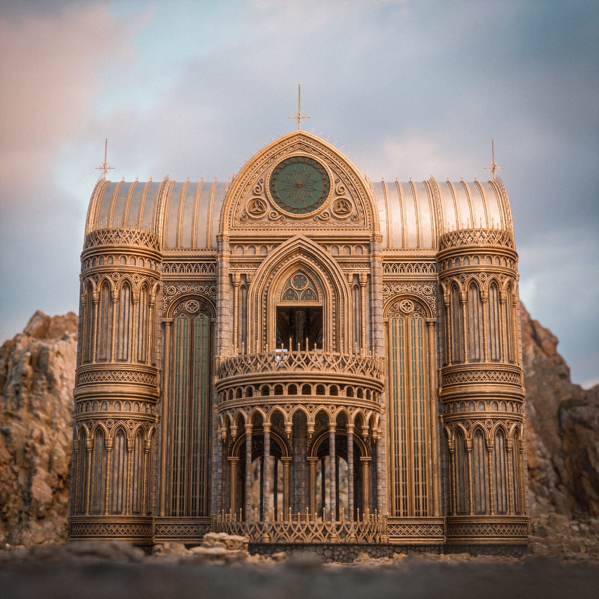 GOTHIC MODULAR BUILDING 8 Low-poly 3D model_2