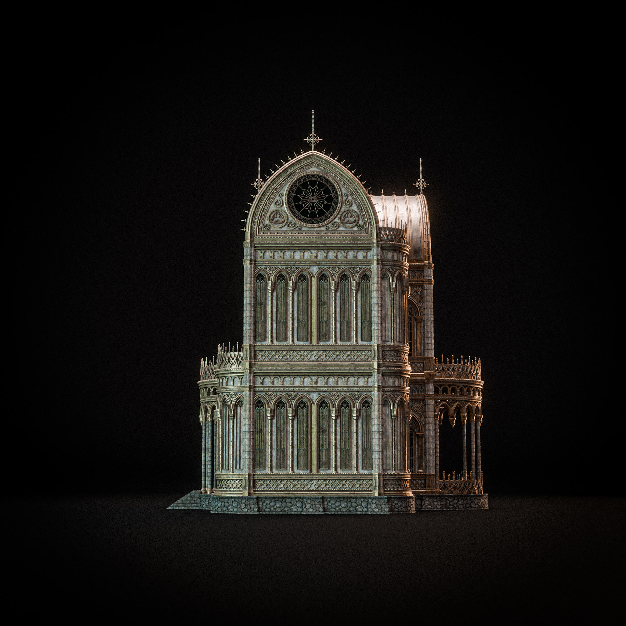 GOTHIC MODULAR BUILDING 8 Low-poly 3D model_11