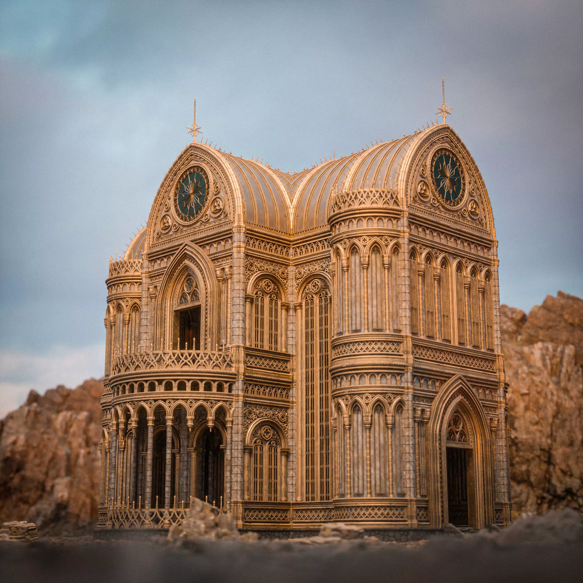 GOTHIC MODULAR BUILDING 8 Low-poly 3D model_0