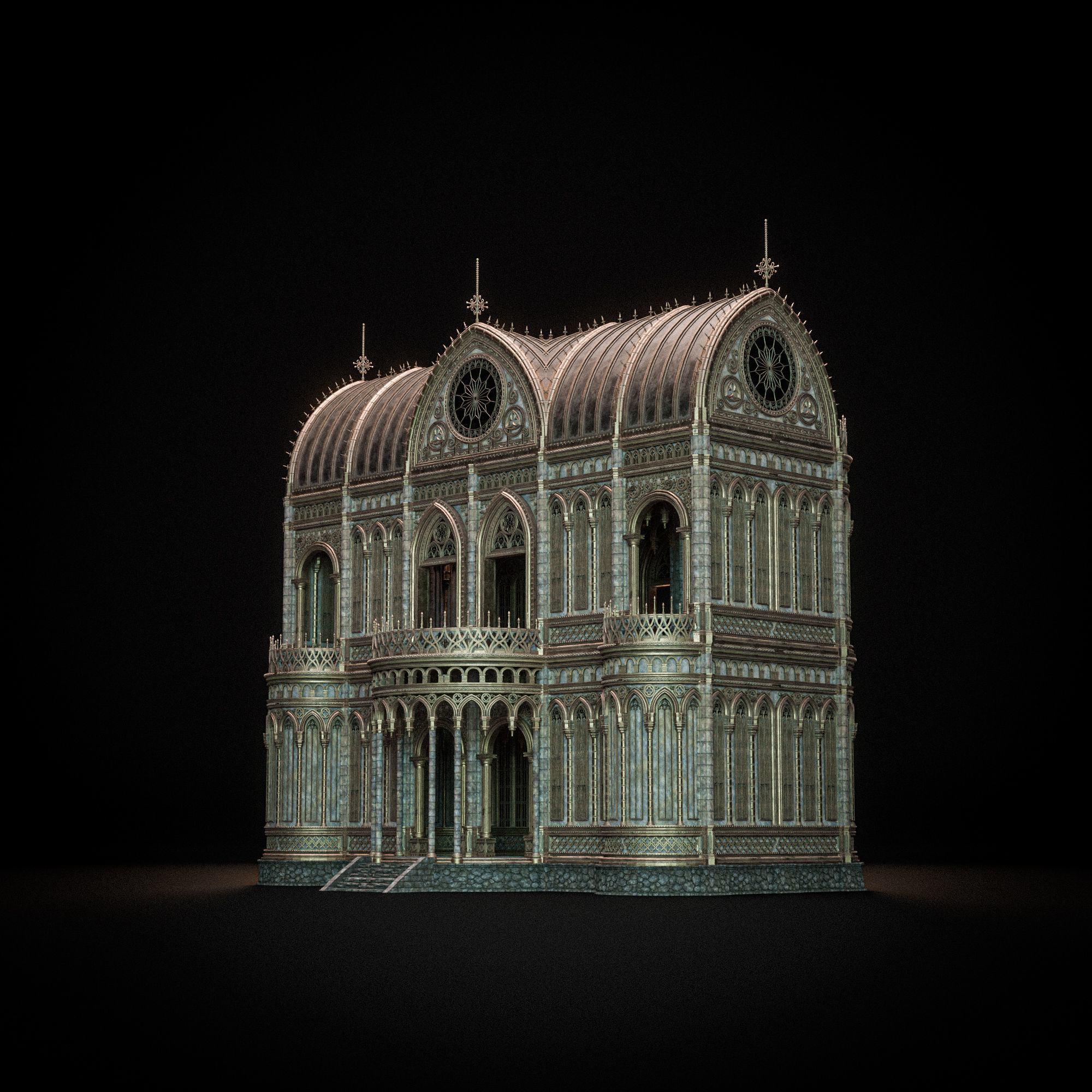 GOTHIC MODULAR BUILDING 8 Low-poly 3D model_10