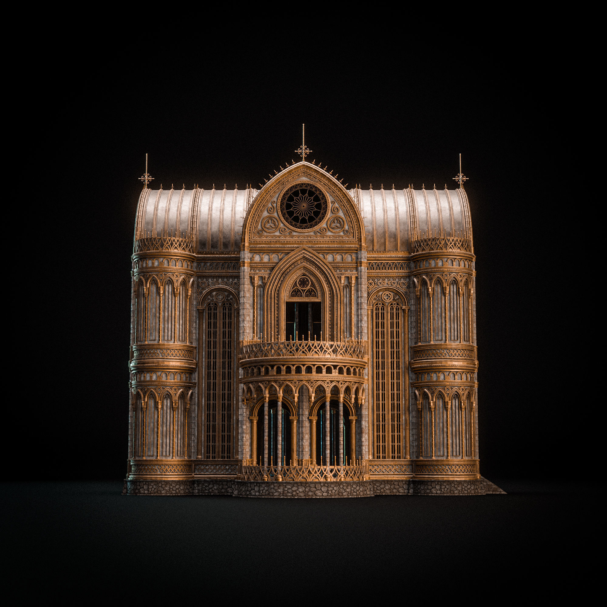 GOTHIC MODULAR BUILDING 8 Low-poly 3D model_5